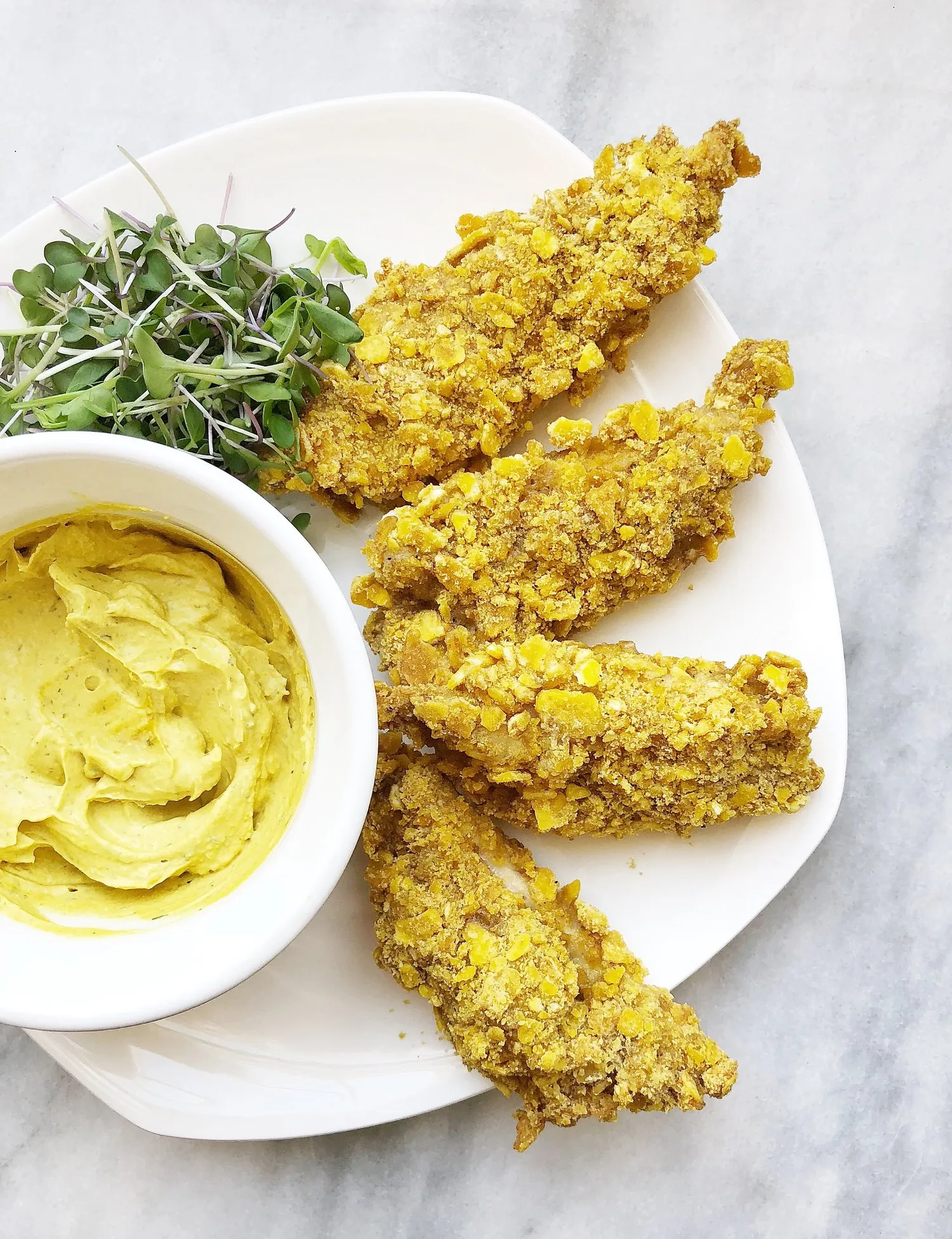 Plantain Crusted Chicken Fried Steak with Cauliflower Mash