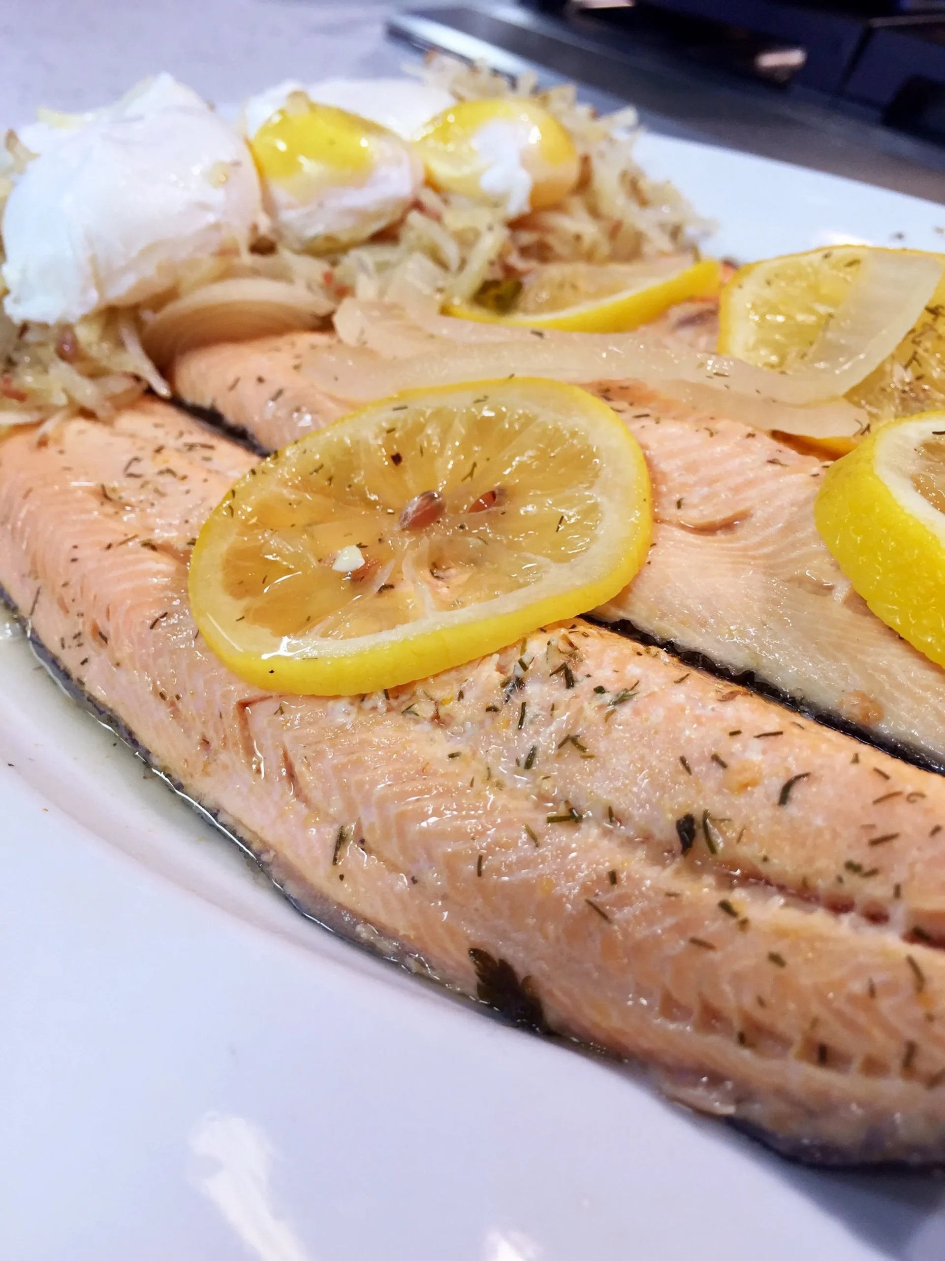 Poached Trout with Baby Shrimp