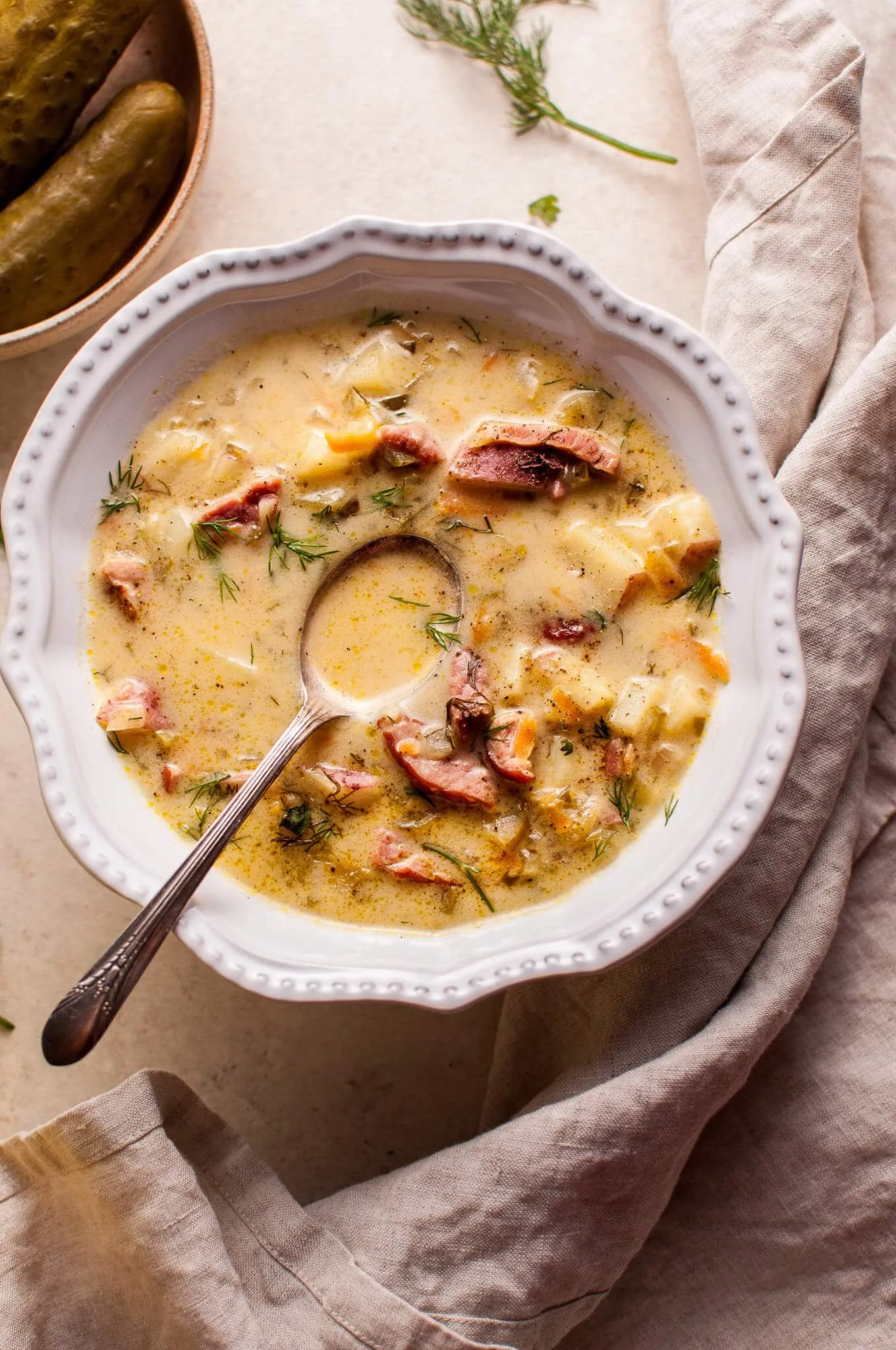 Polish Dill Pickle Soup Smoked Ham