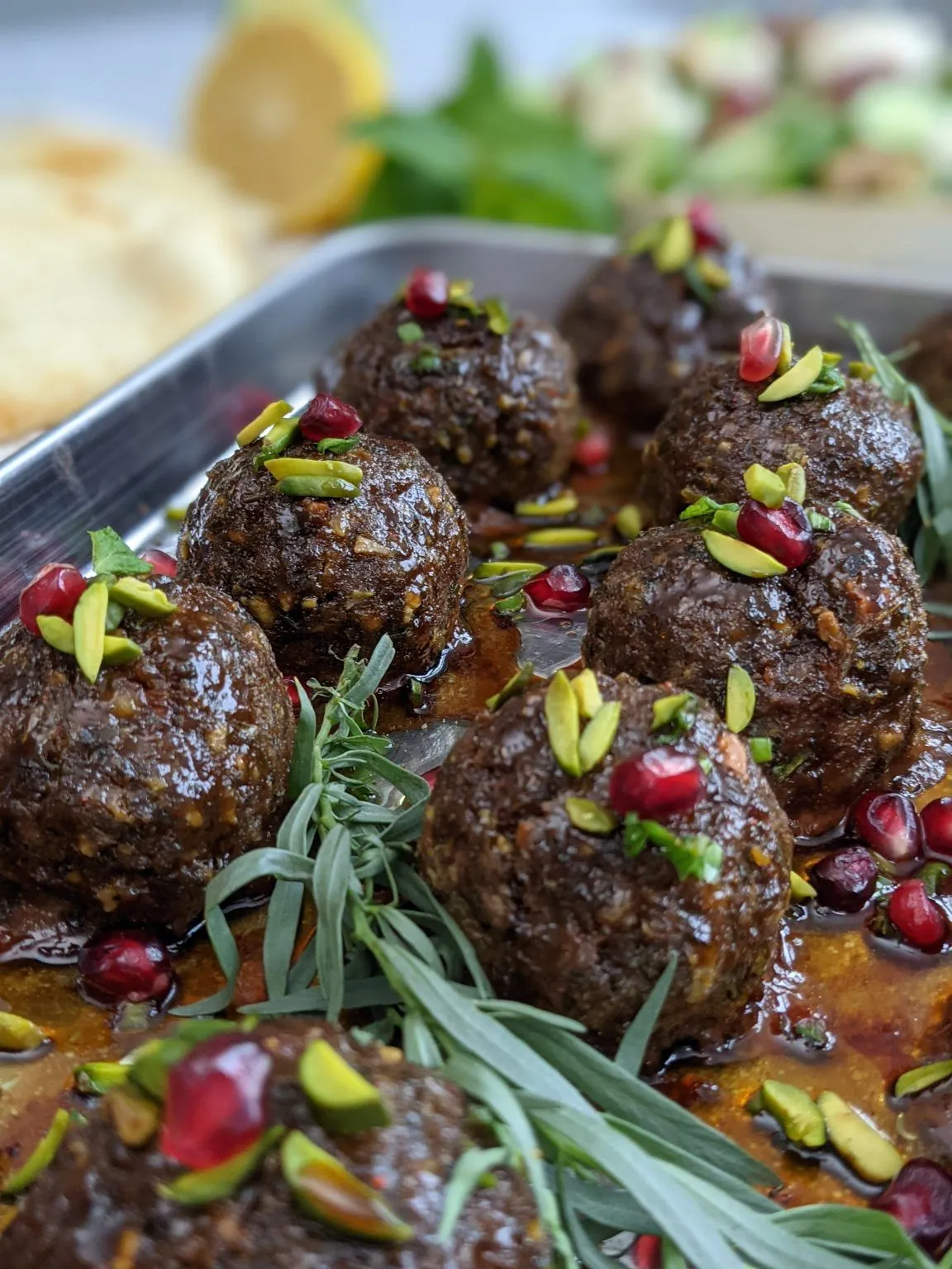 Pomegranate Glazed Moroccan Meatballs