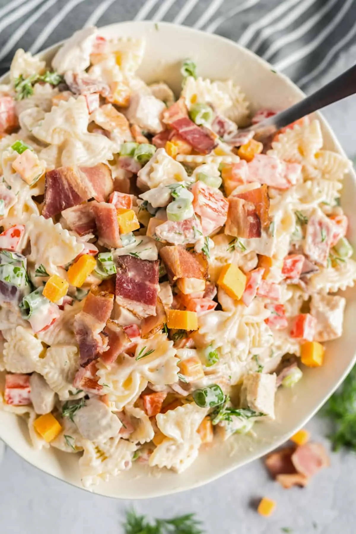 Popcorn Chicken Bacon Ranch Pasta Salad