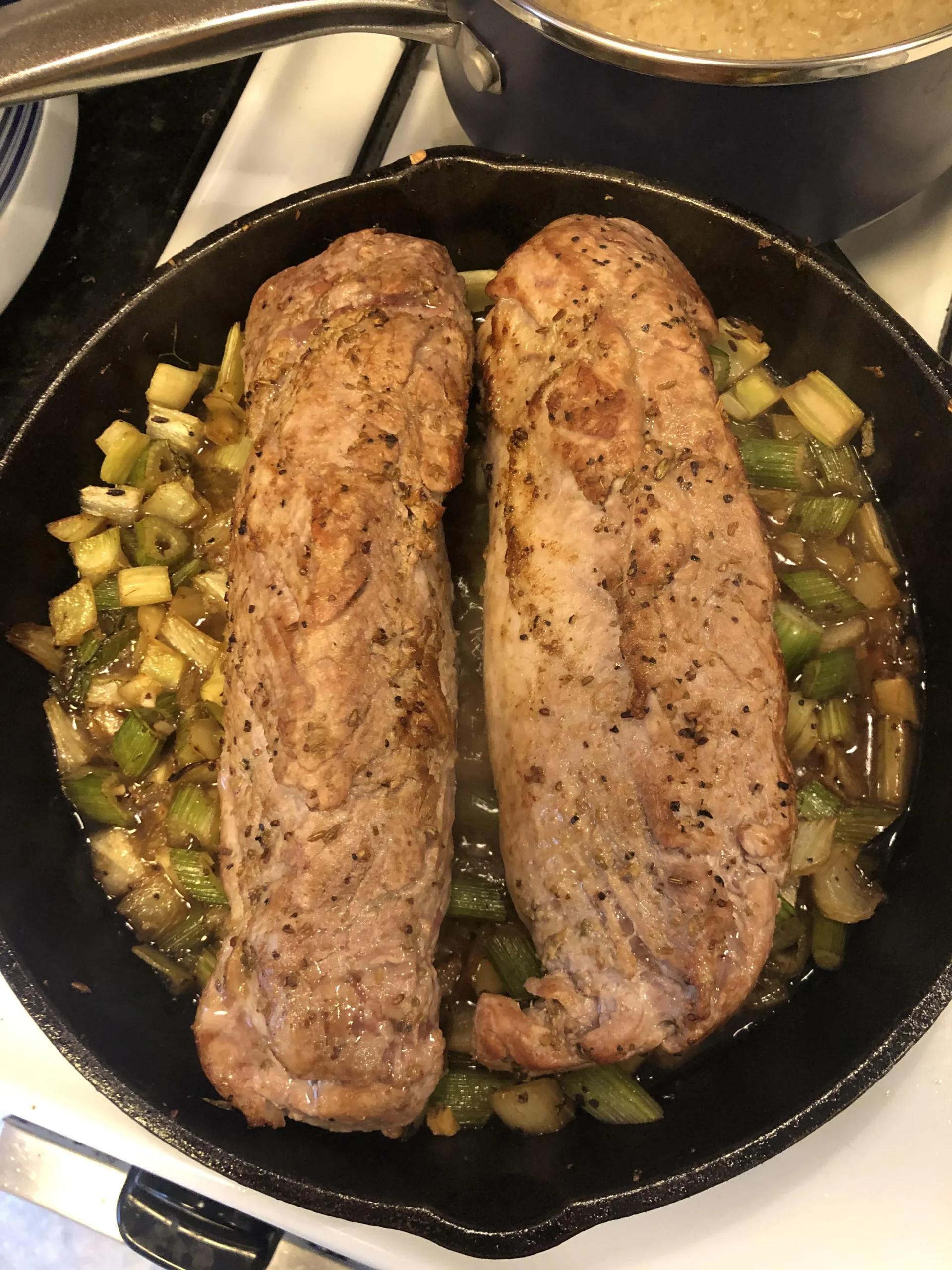 Pork Tenderloin with Fennel, Mushrooms, and Blue Cheese