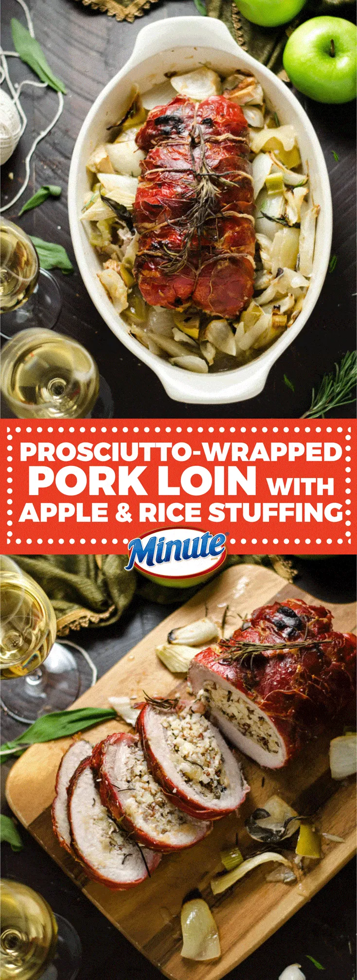 Prosciutto Wrapped Pork Loin Apple Rice Stuffing