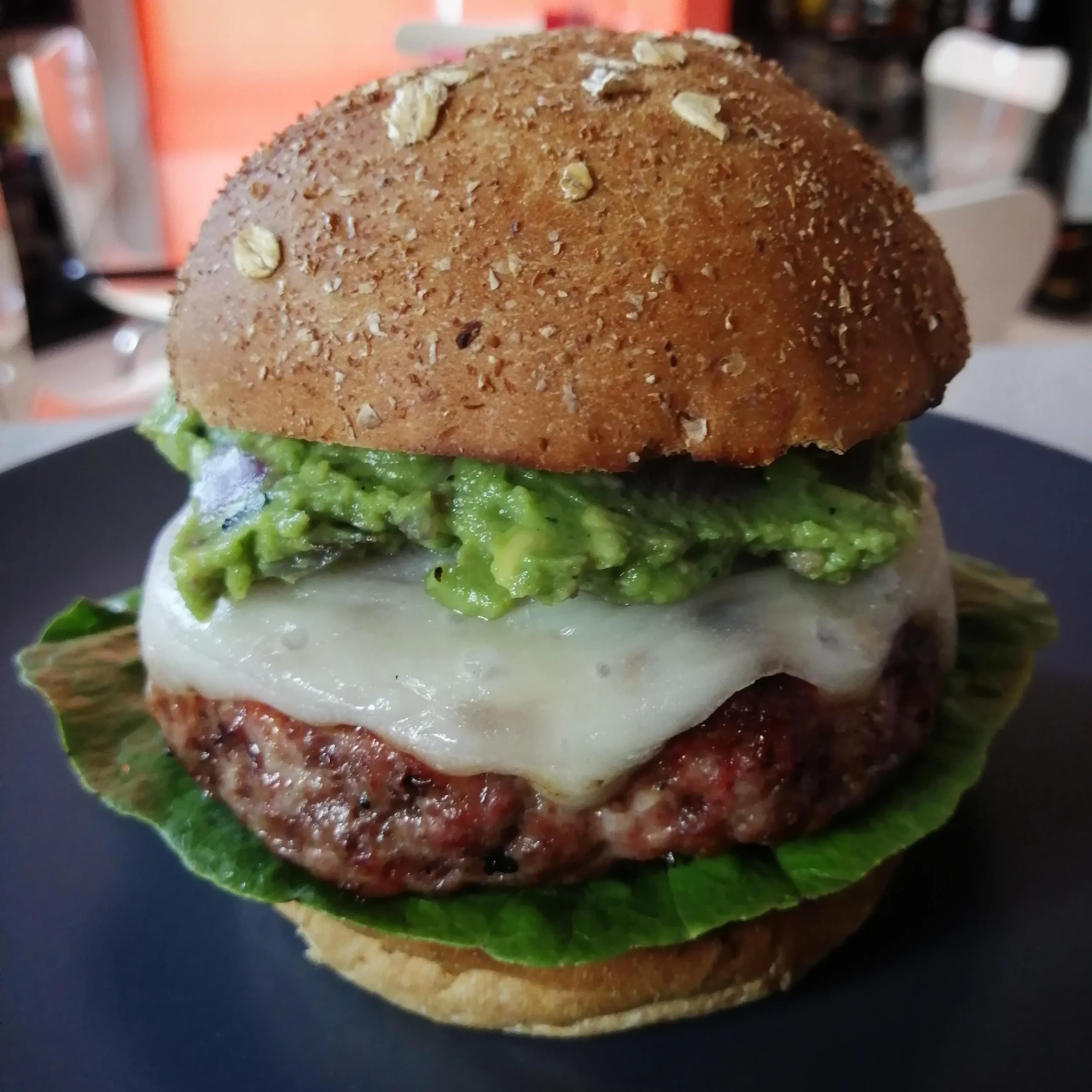 Provolone Burger with Sautéed Shallots and BBQ Sauce