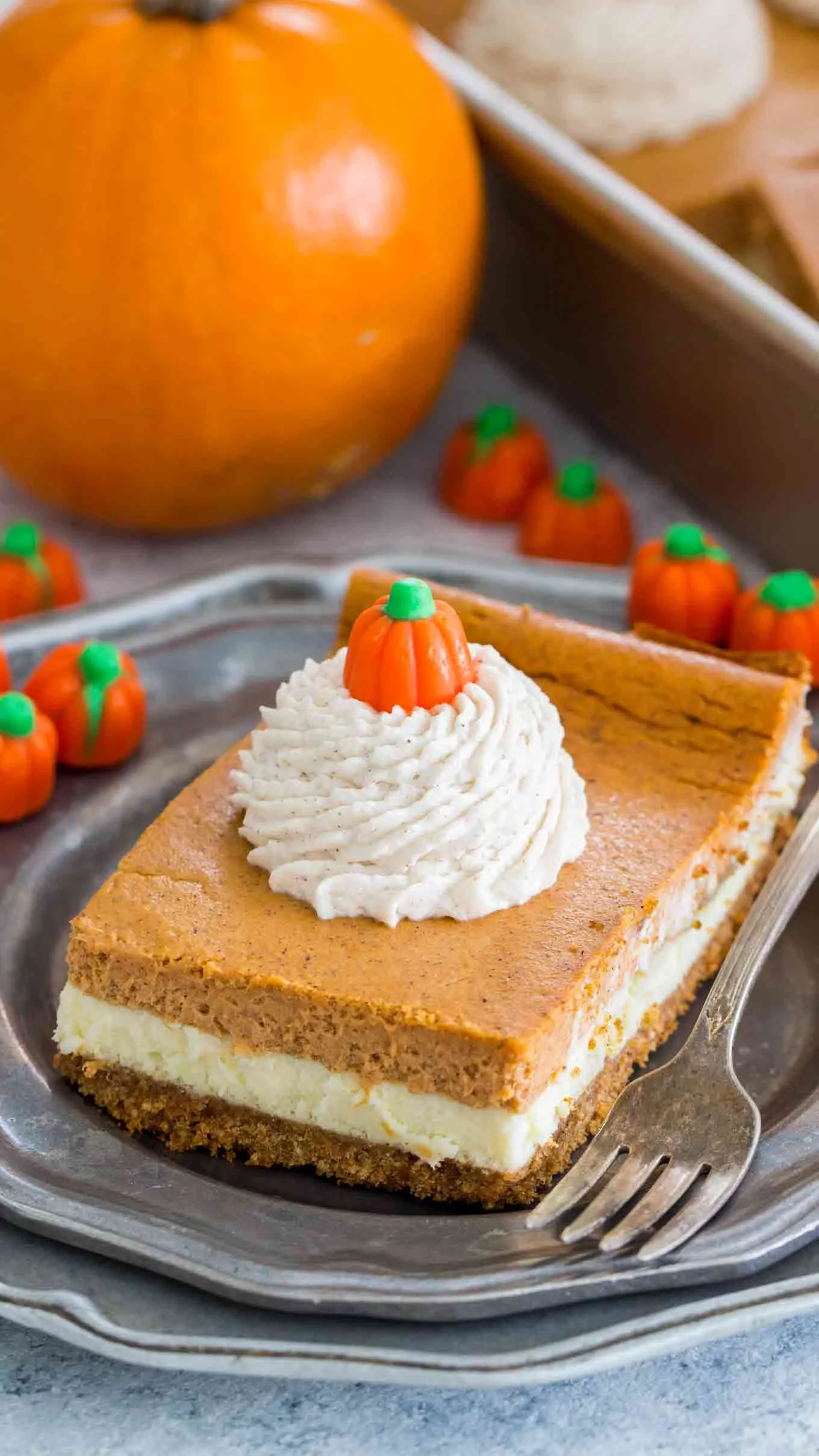 Pumpkin Cheesecake Bars with Irish Cream