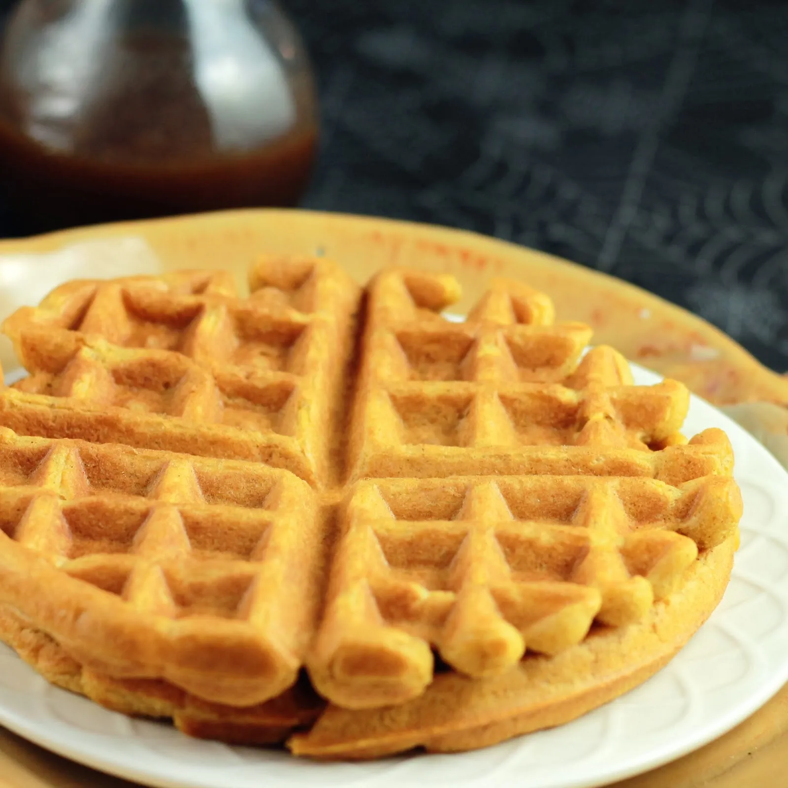 Pumpkin Waffles with Pumpkin Spiced Syrup