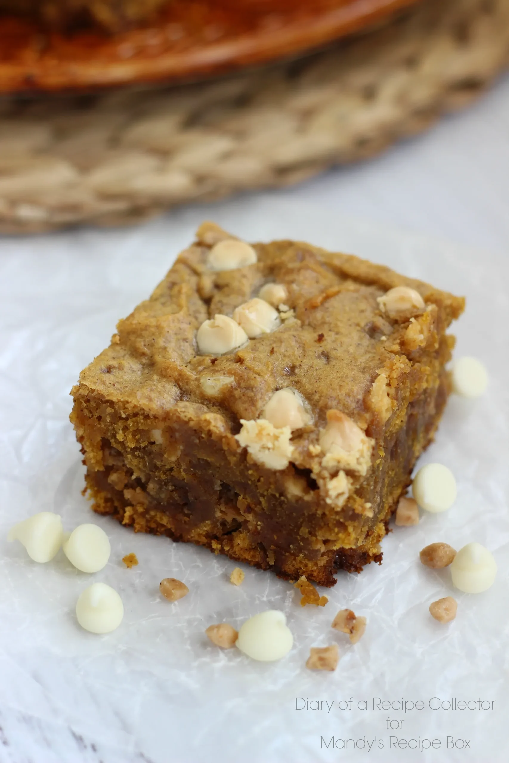 Pumpkin White Chocolate Chip Blondies
