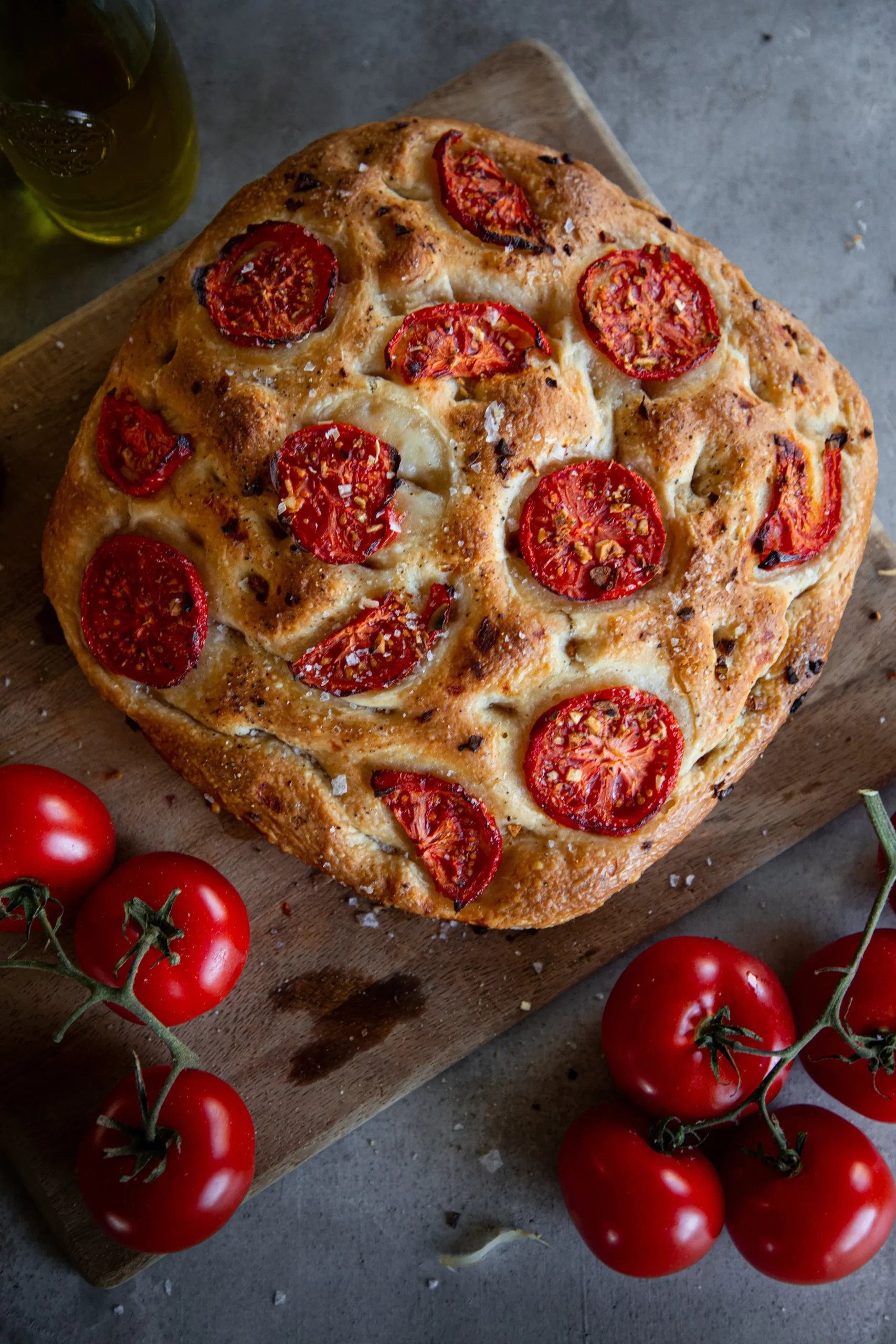 Quickish Tomato Basil Sourdough Focaccia