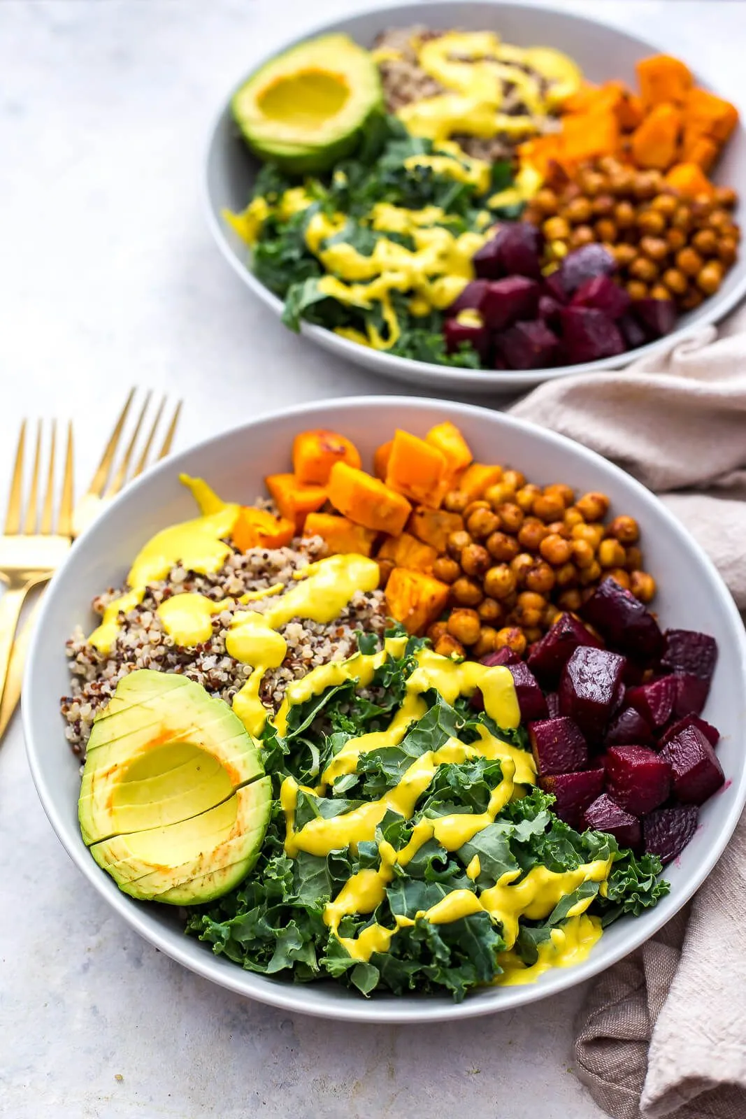Quinoa Bowls with Turmeric Tahini Sauce