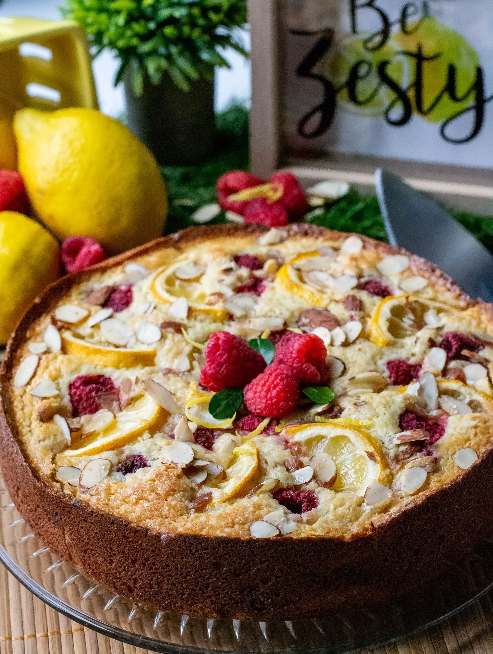 Raspberry Almond Ricotta Cake