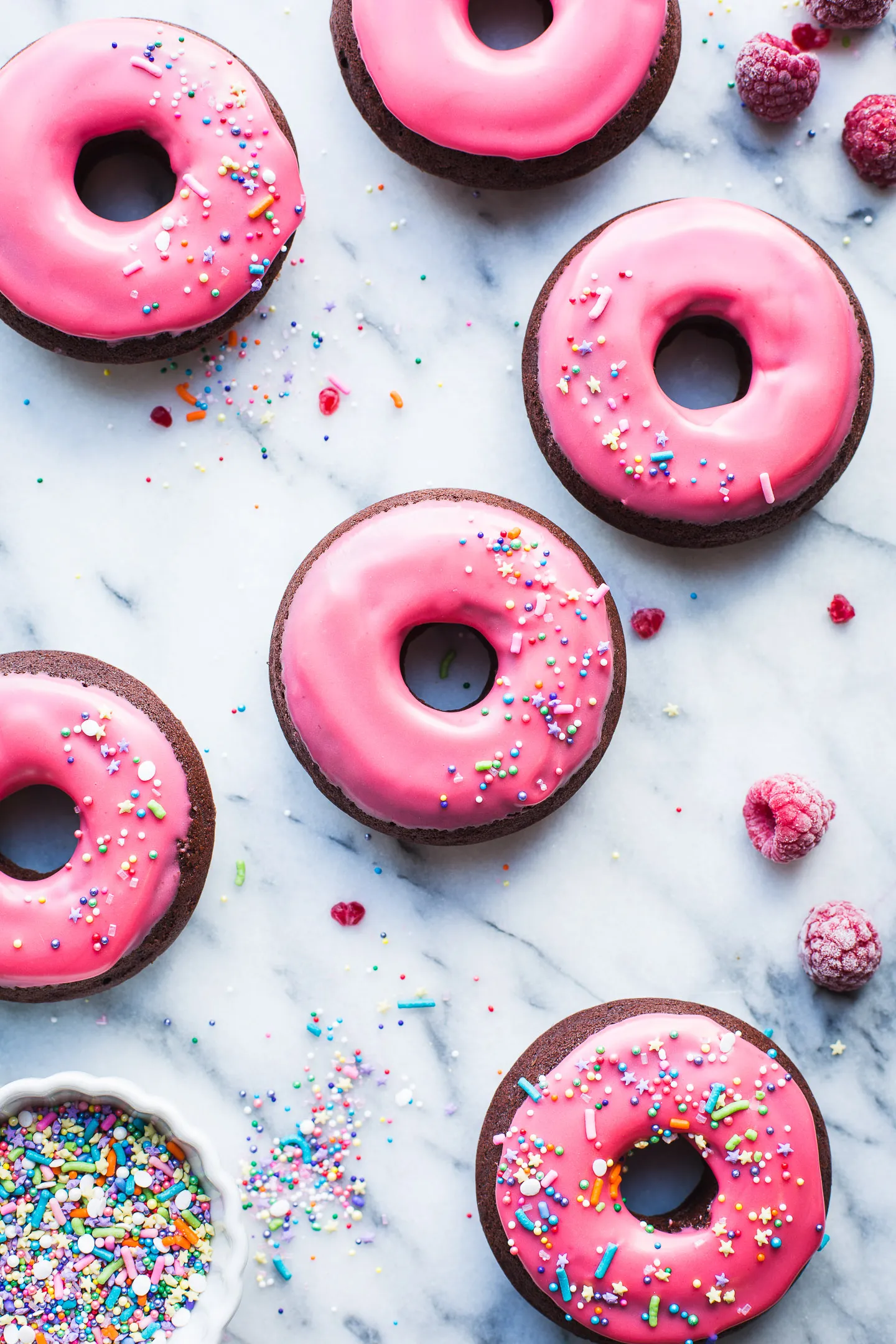 Raspberry Glazed Chocolate Donuts