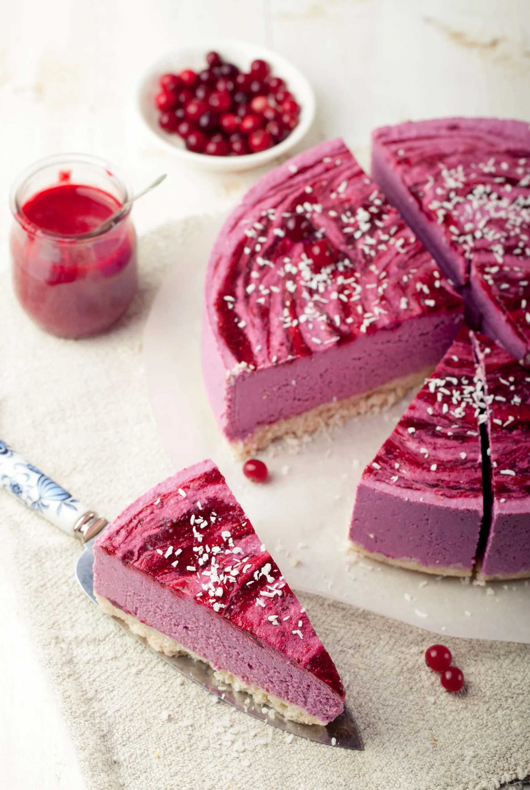 Raspberry Raw Vegan Cheesecake Slice