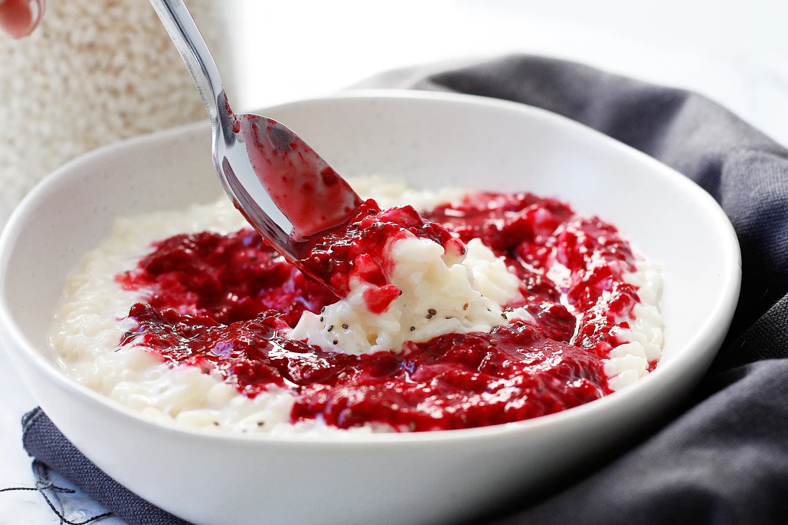 Raspberry Vanilla Rice Pudding