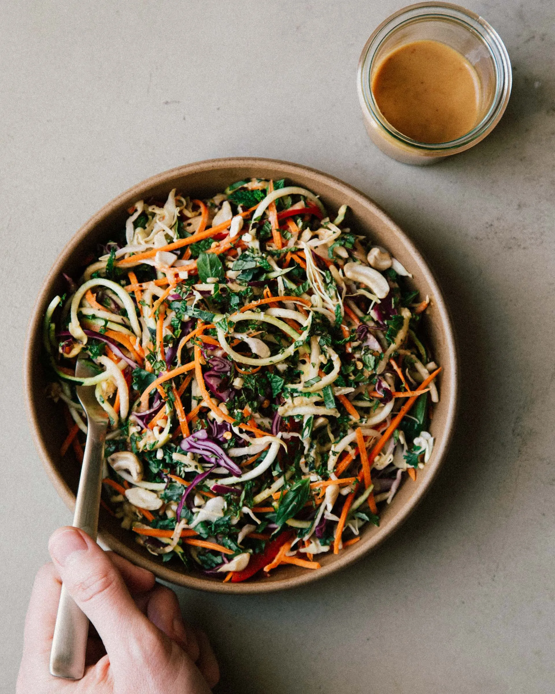 Red Cabbage Salad with Spicy Miso Ginger Dressing