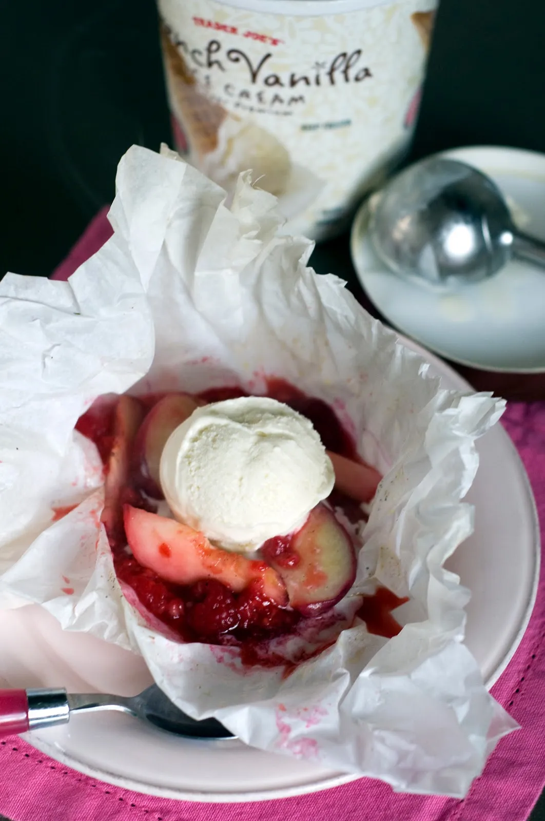 Red Fruits en Papillote with Jersey Cream