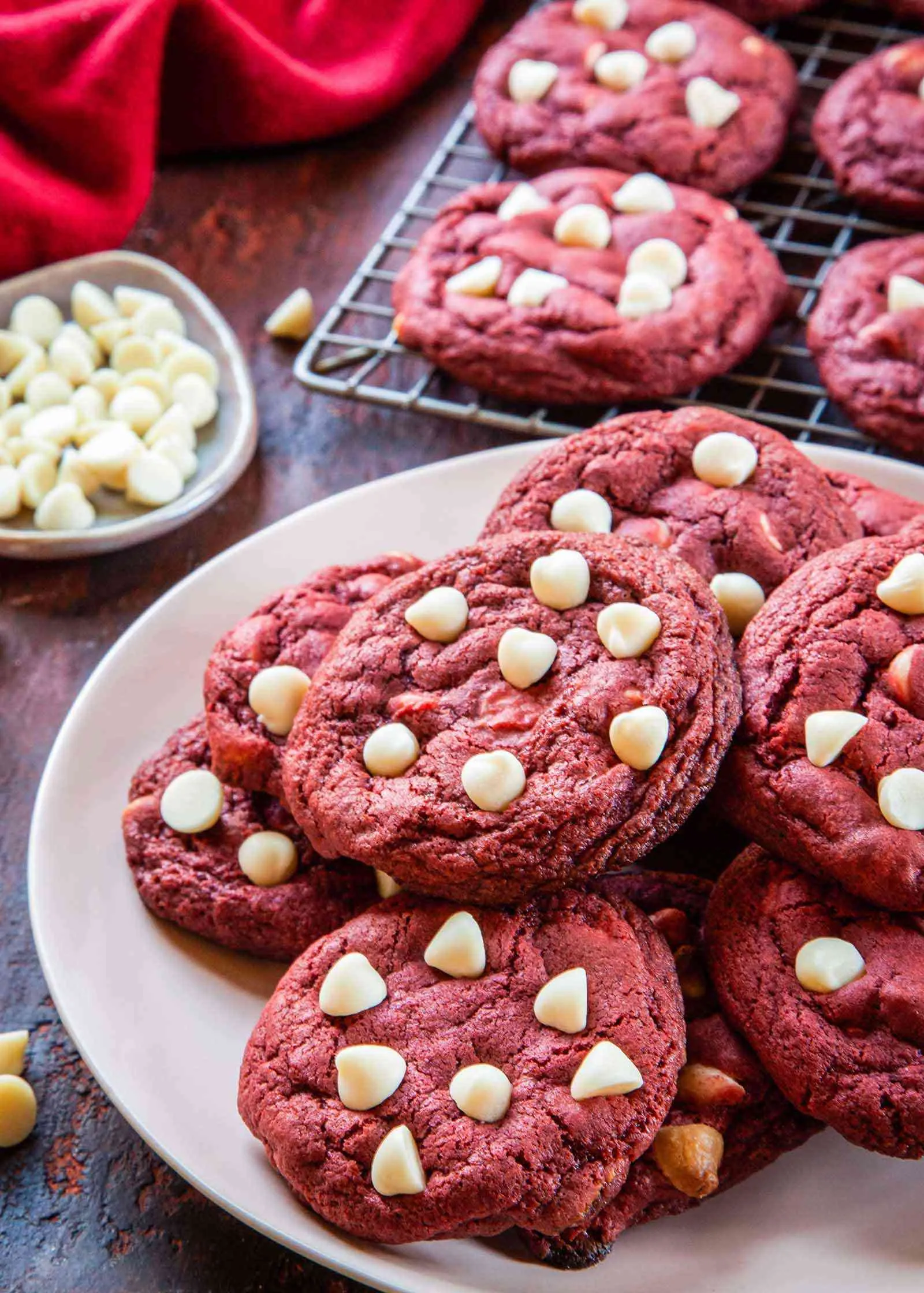Red Velvet Cookies with White Chocolate Chips Blueberries