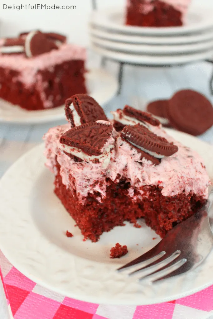 Red Velvet Oreo Poke Cake
