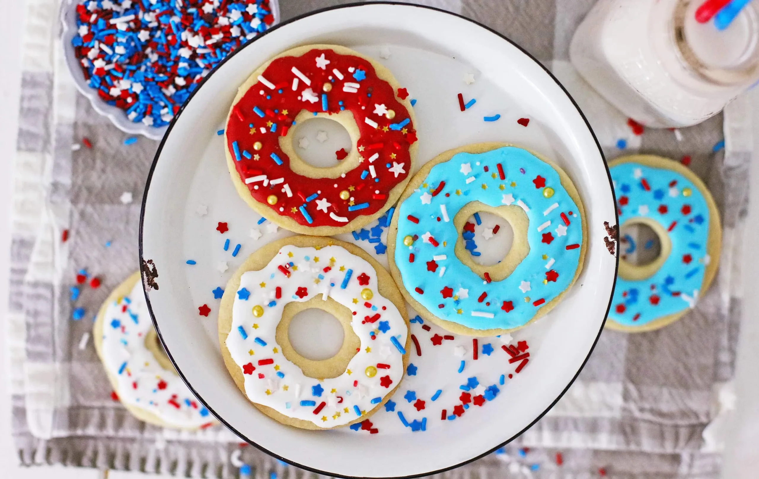 Red White and Blue Donut Cookies