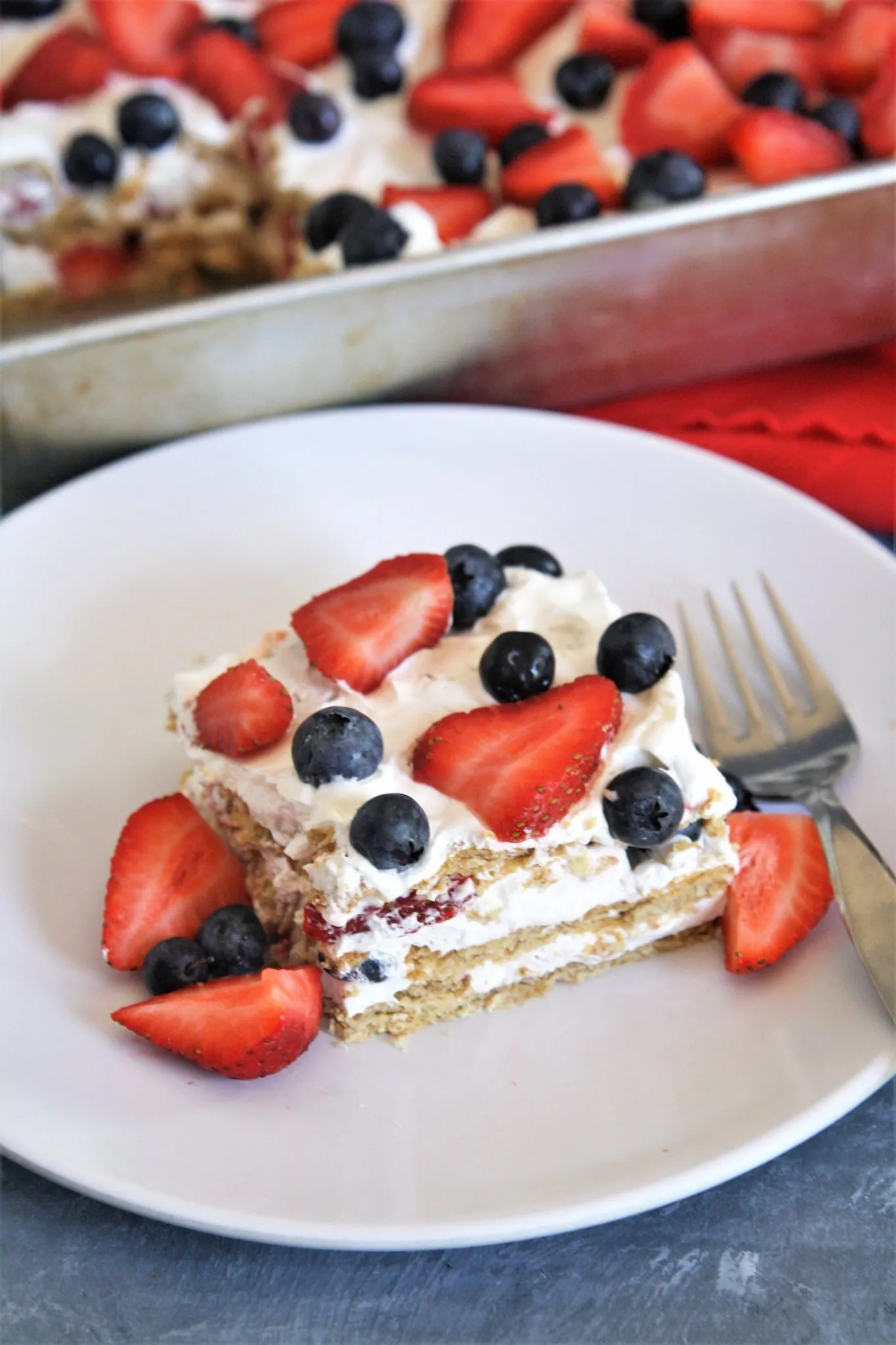 Red White and Blue No Bake Icebox Cake