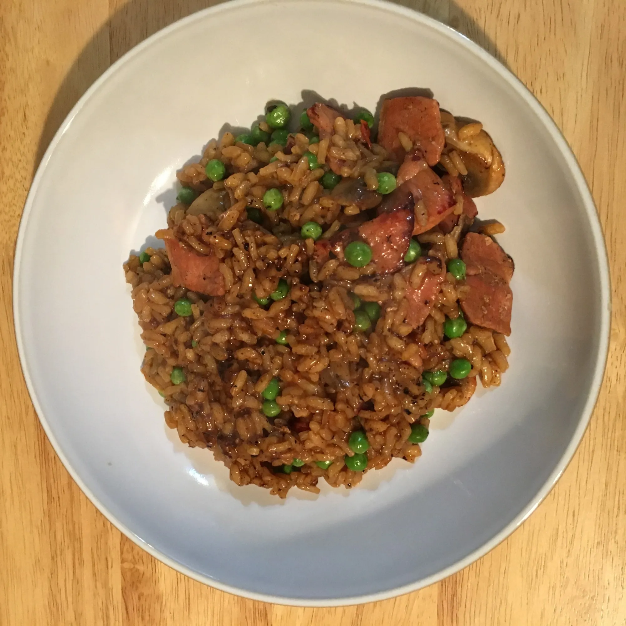 Rice Bacon Pea Mushroom Risotto