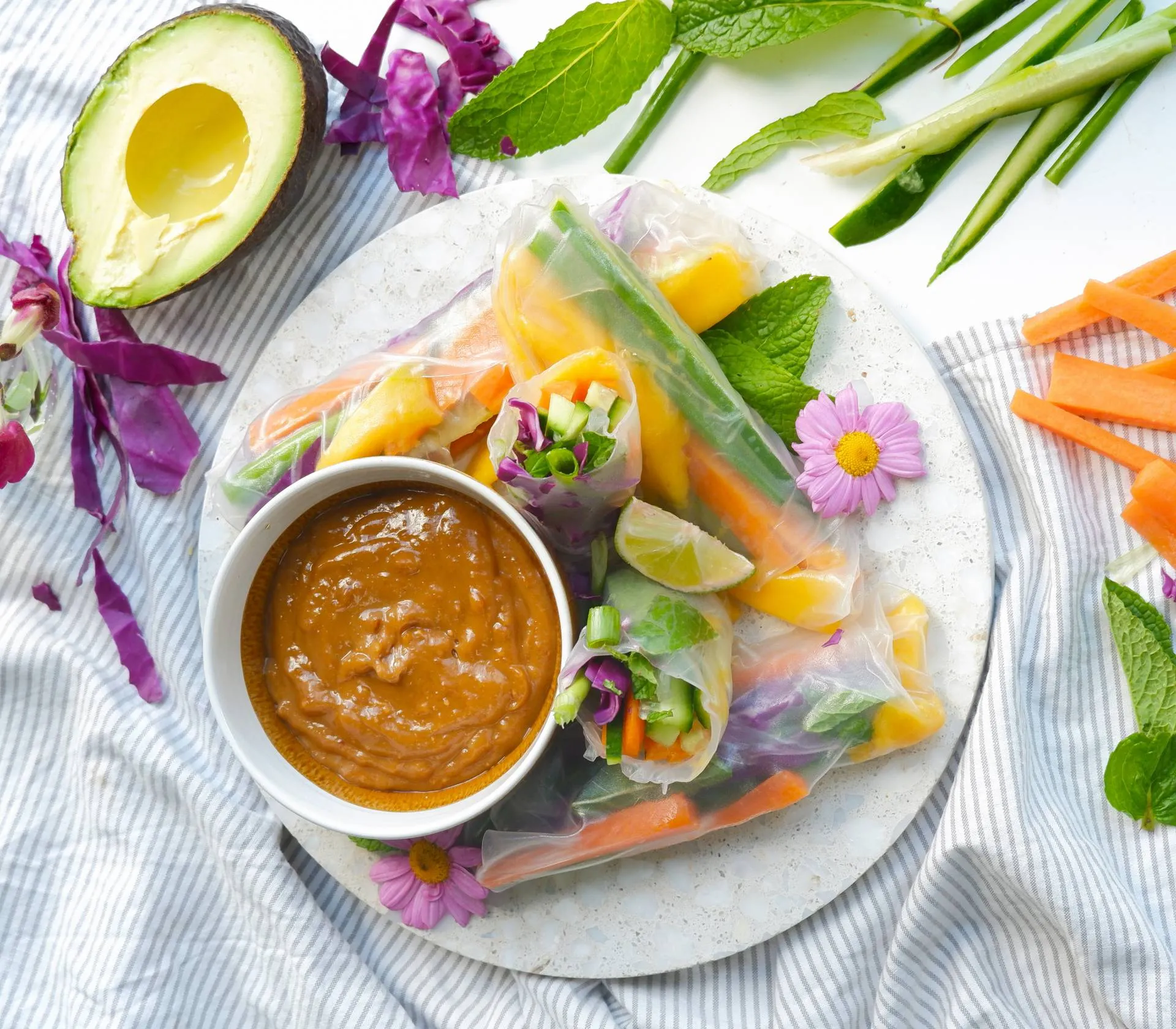 Rice Paper Rolls with Mango and Mint