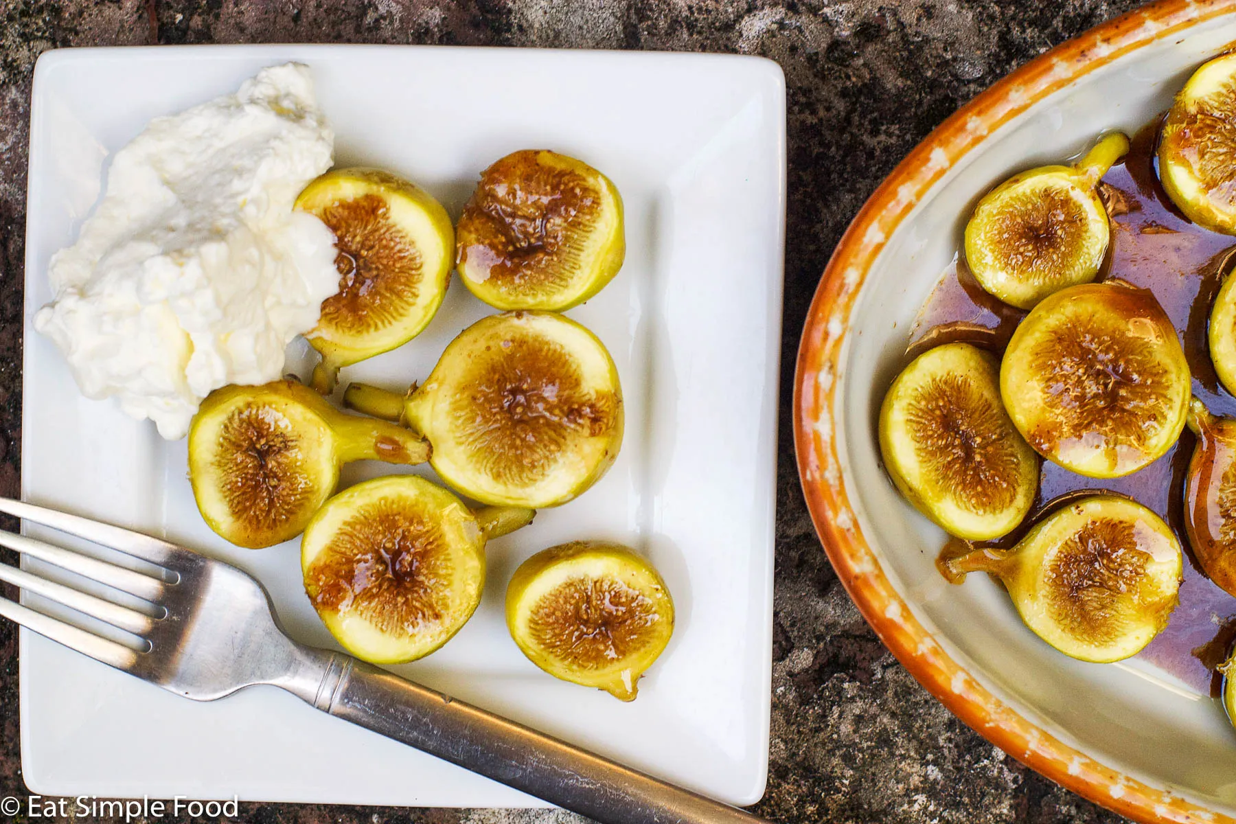 Roast Figs with Honey Glaze and Whipped Cream