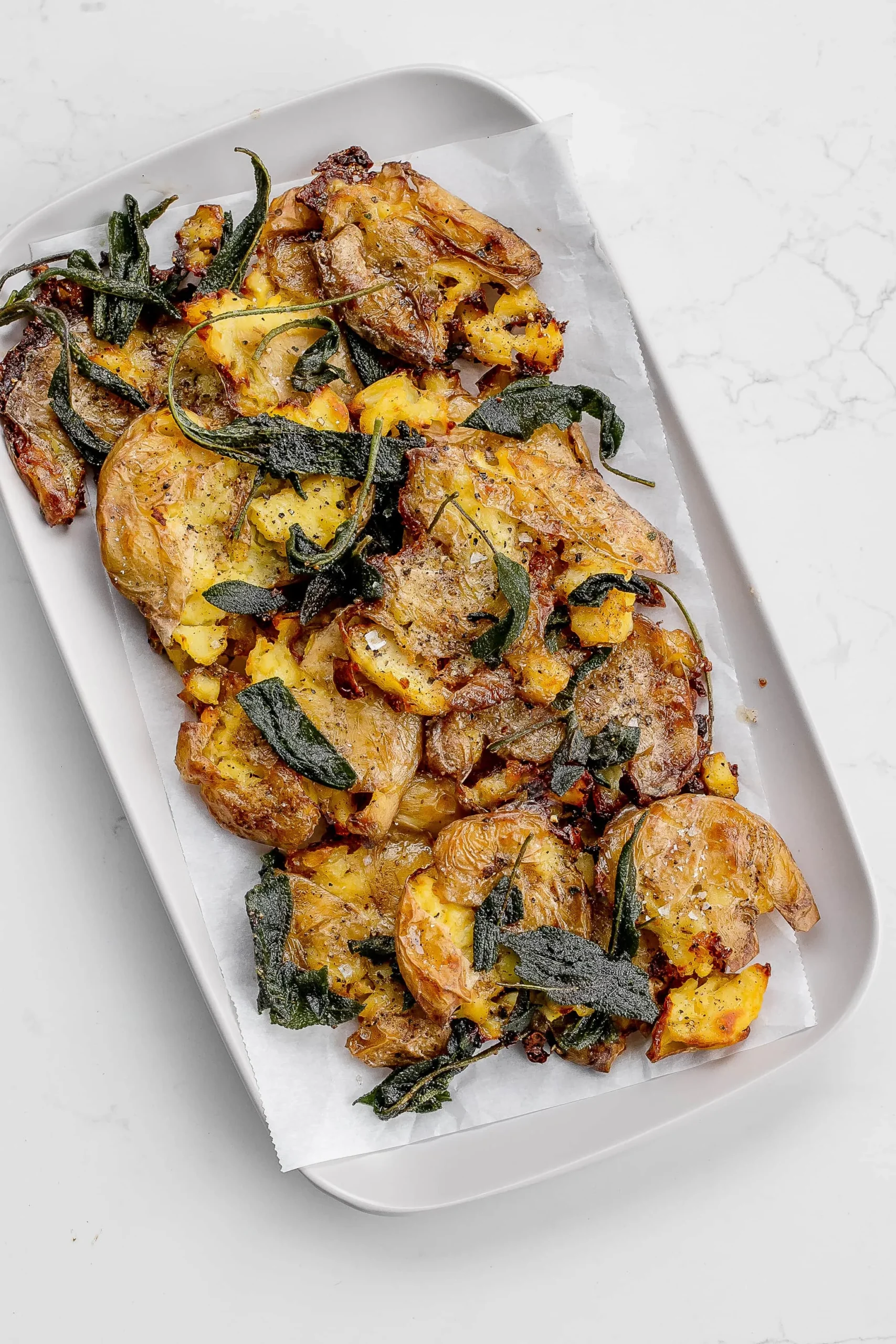 Roast Smashed Potatoes with Brown Butter Sage