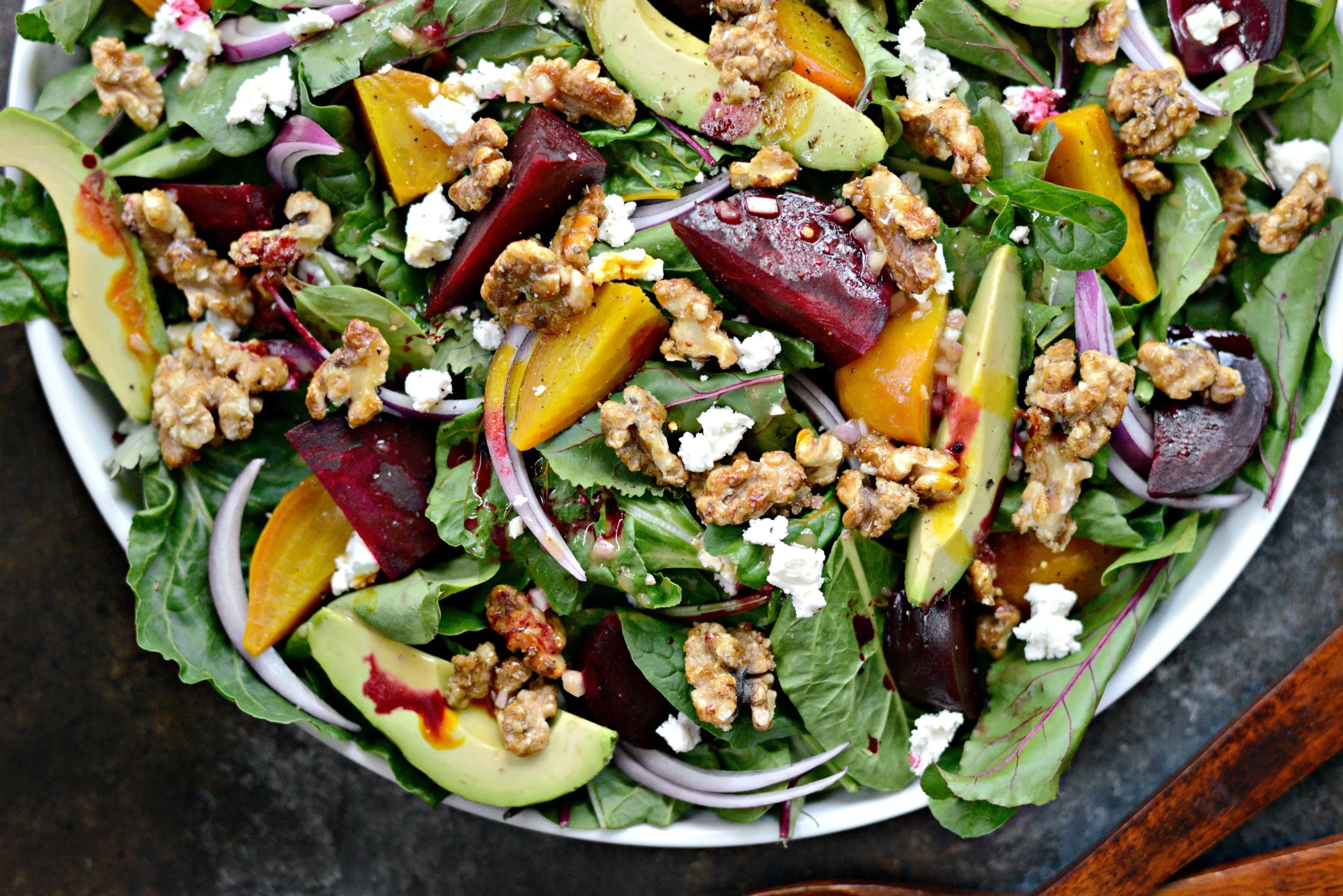 Roasted Beet Goat Cheese and Candied Walnut Salad