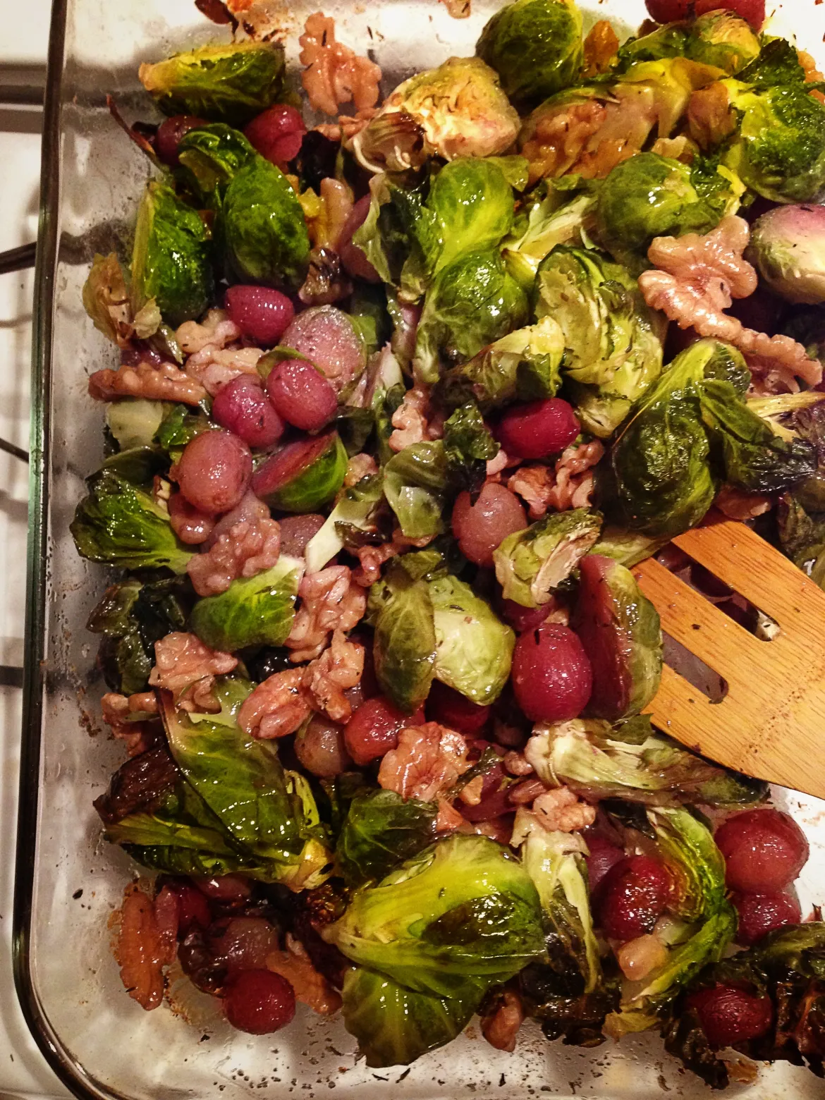 Roasted Brussels Sprouts with Grapes and Walnuts