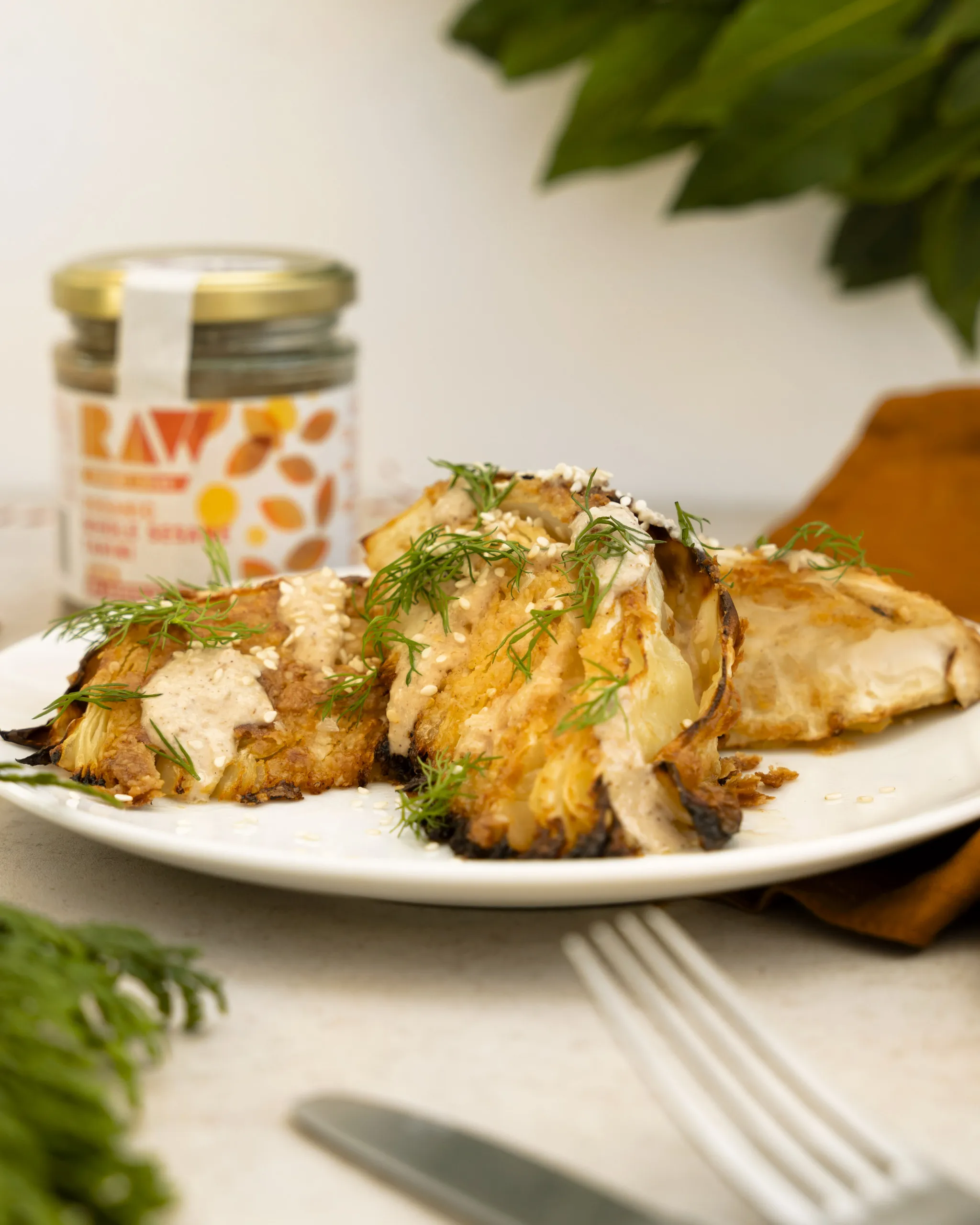 Roasted Cabbage with Maple Tahini