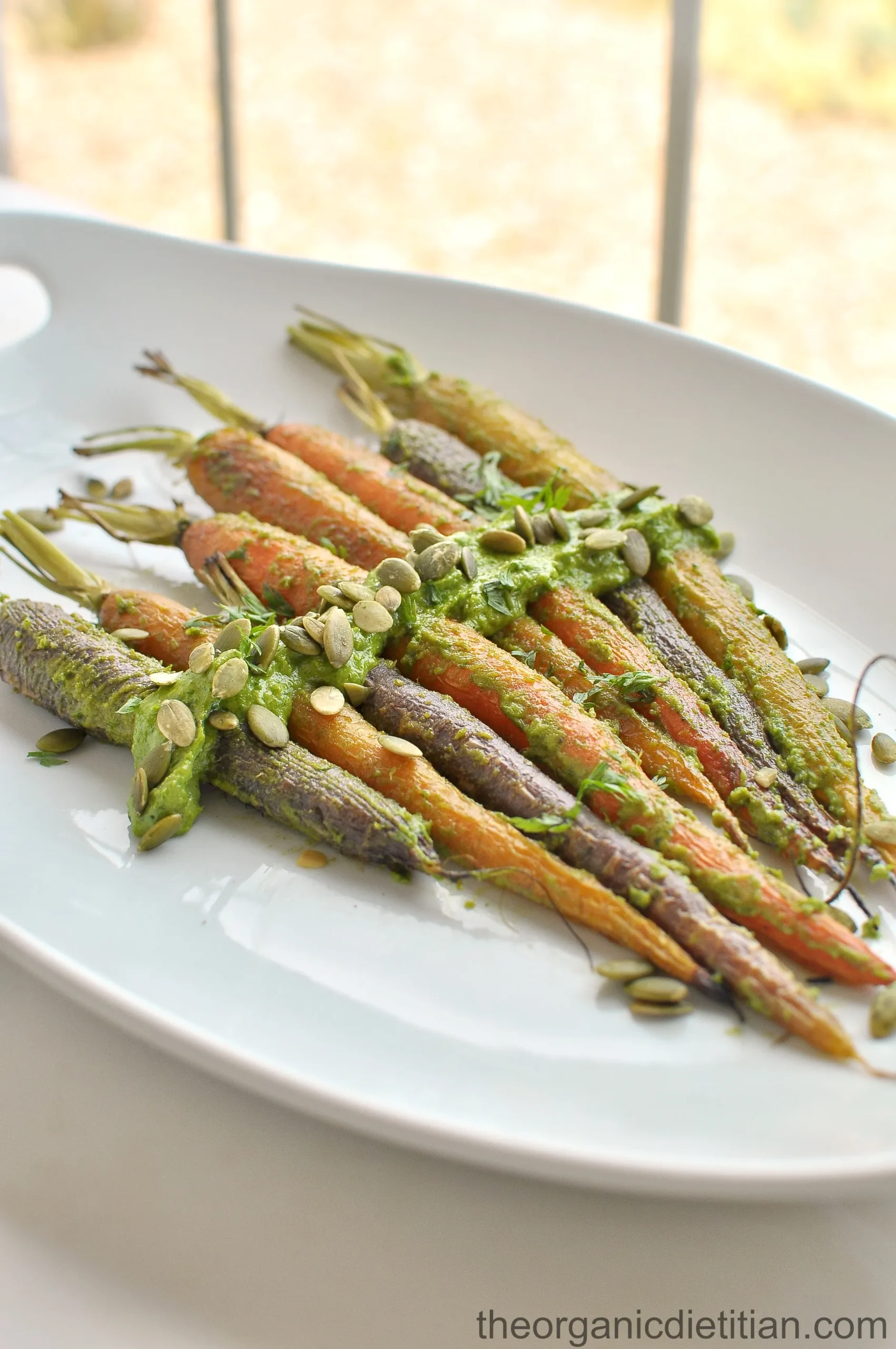 Roasted Carrots with Green Goddess Feta Dip