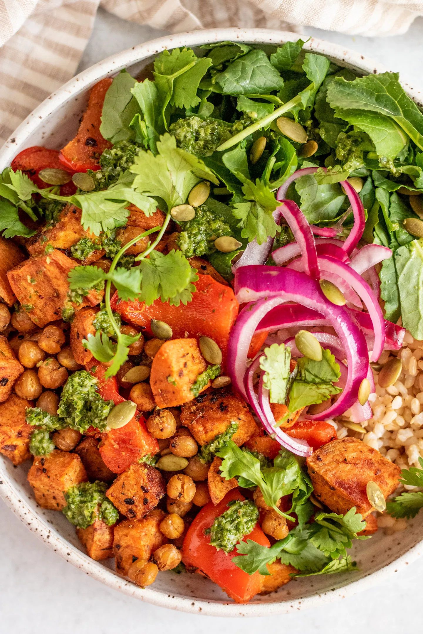 Roasted Chili Lime Chickpea Sweet Potato Bowl