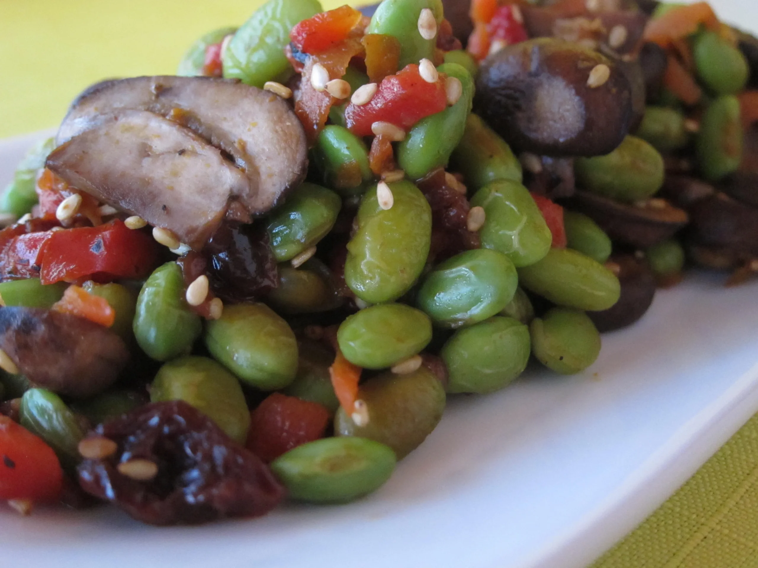 Roasted Edamame and Mushrooms