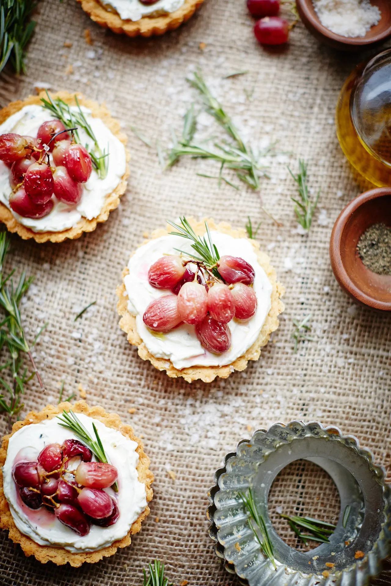 Roasted Grape Cheese Tarts