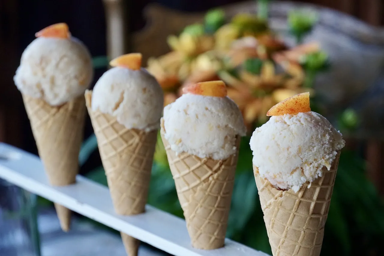 Roasted Peach Ginger Ice Cream