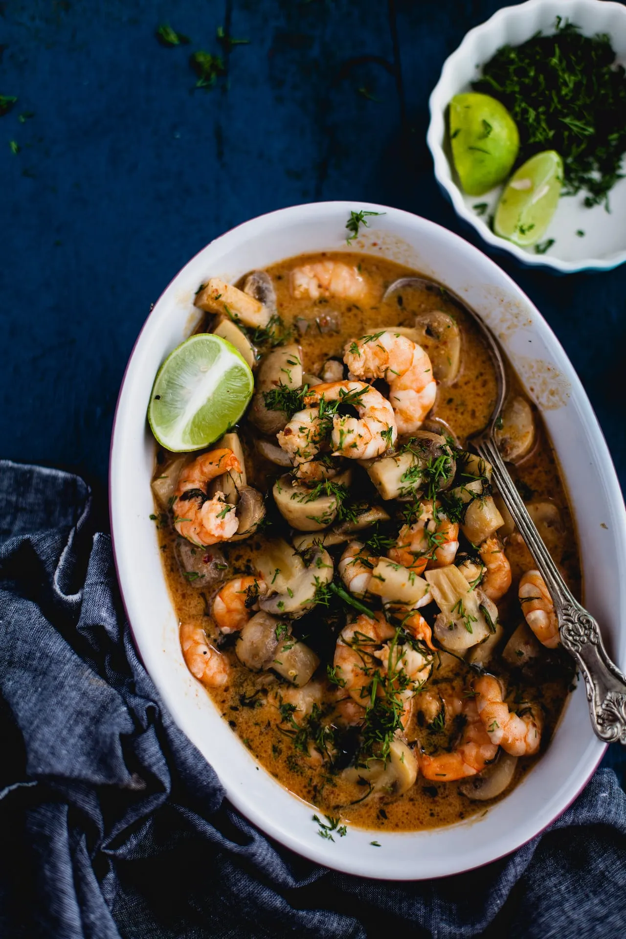 Roasted Shrimp and Mushrooms with Ginger and Green Onions