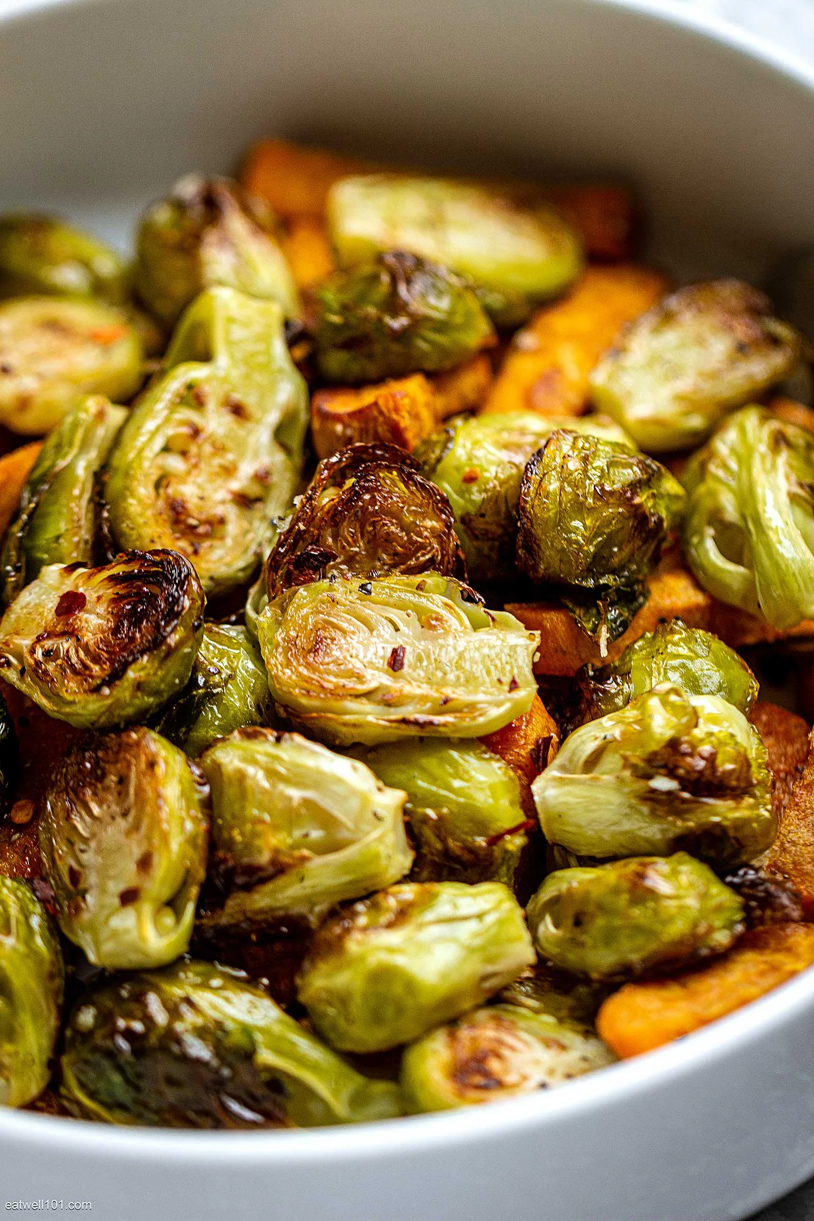 Roasted Sweet Potatoes and Brussels Sprouts