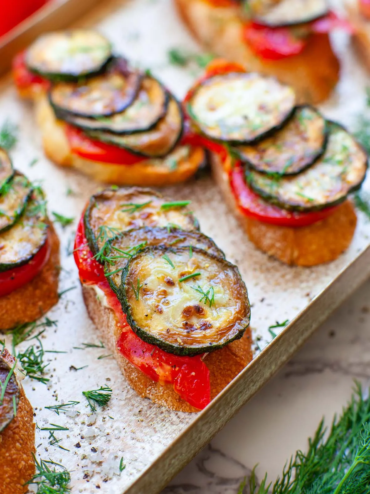 Roasted Zucchini Tomatoes Crostini