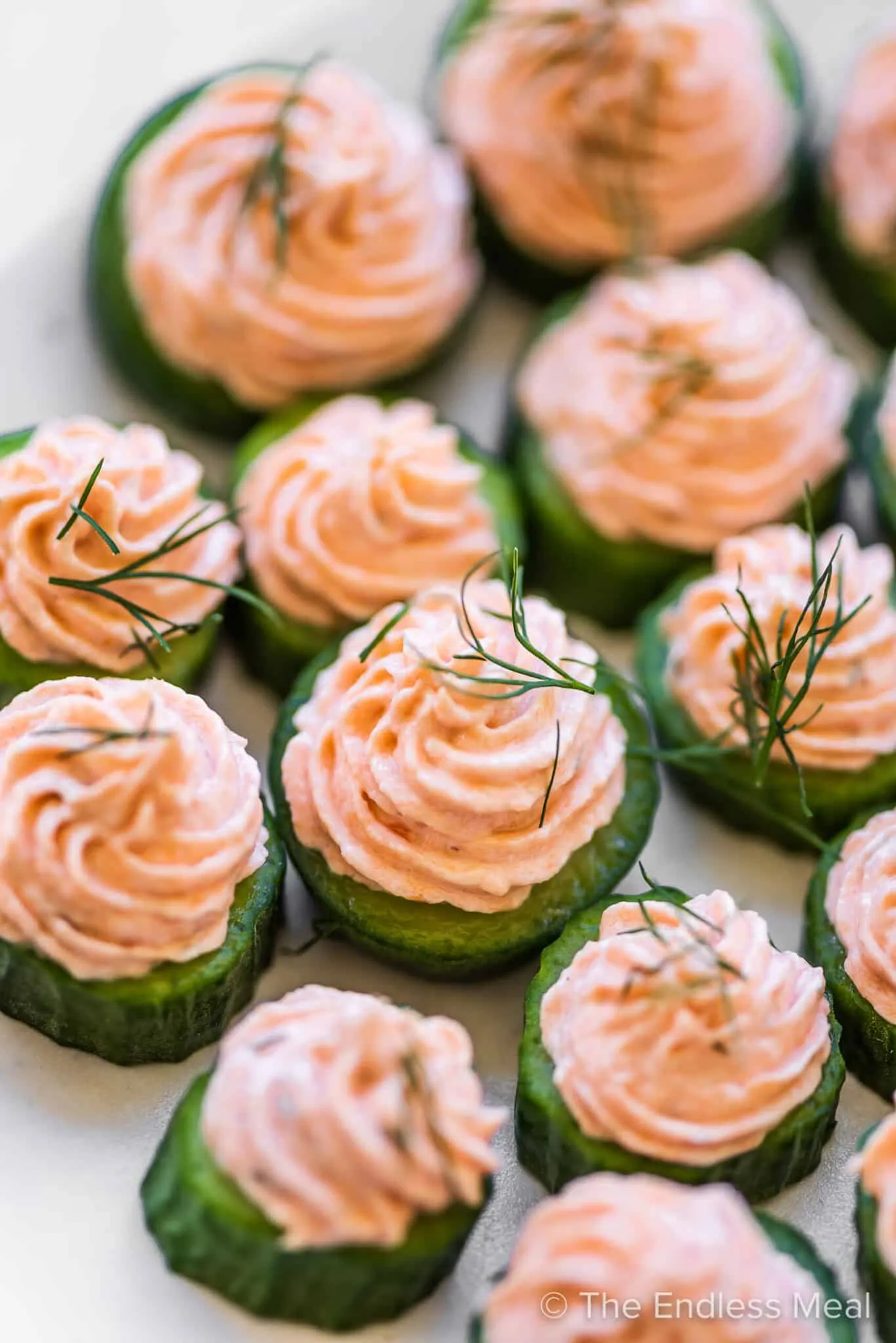Salmon Mousse on Cucumber Coins