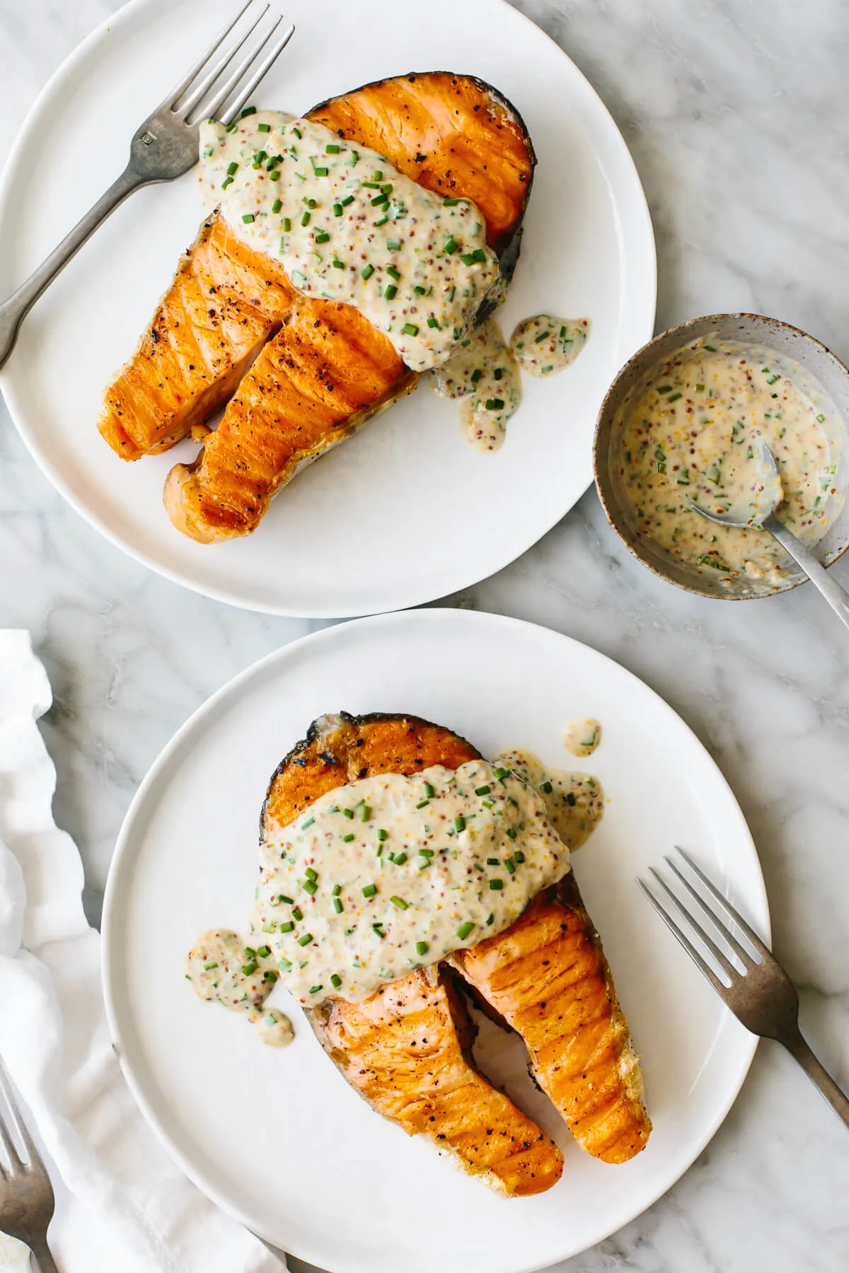Salmon Steak with Cloud Ears and Noodles