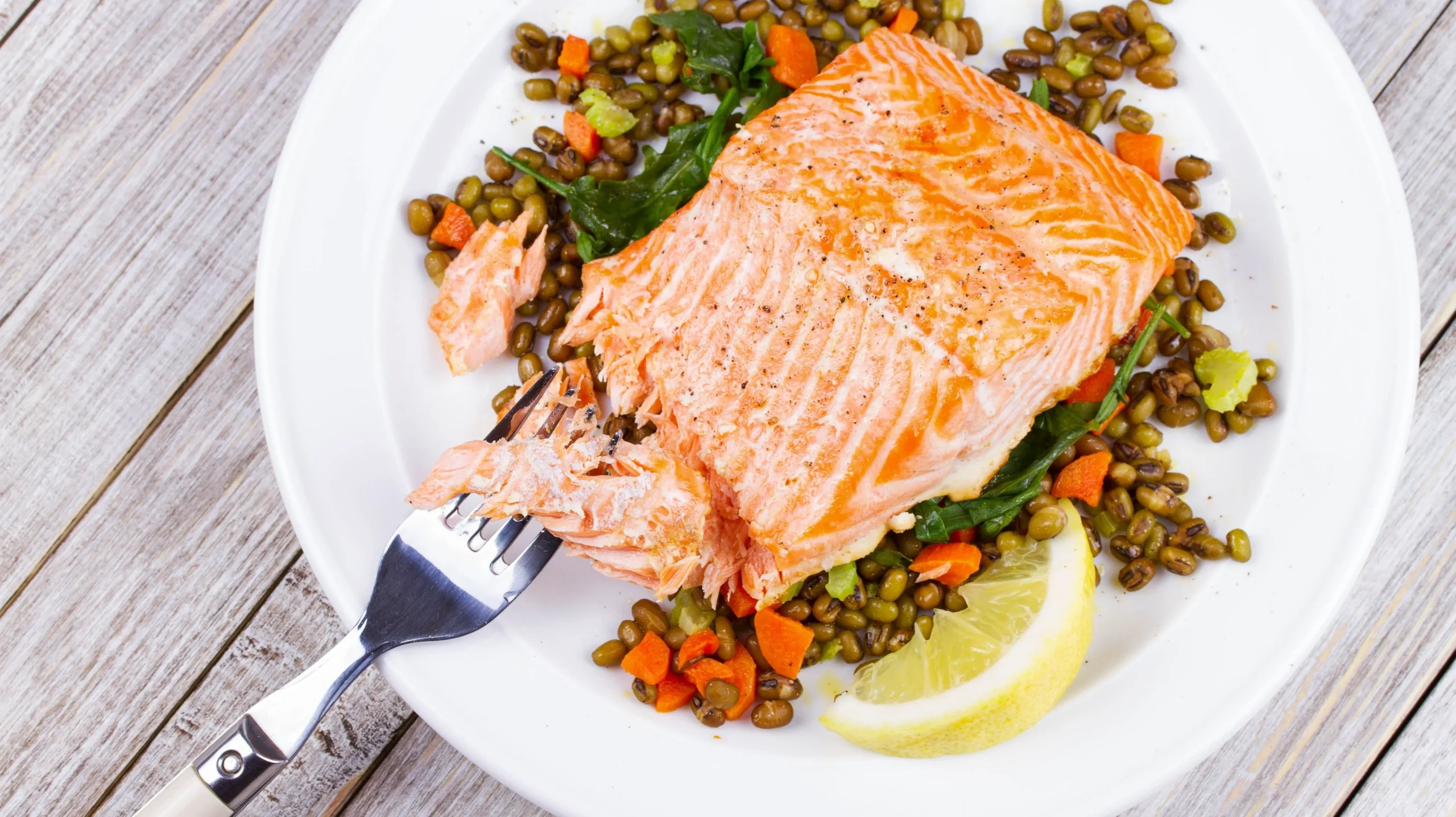 Salmon with Lentils and Orange Basil Dressing