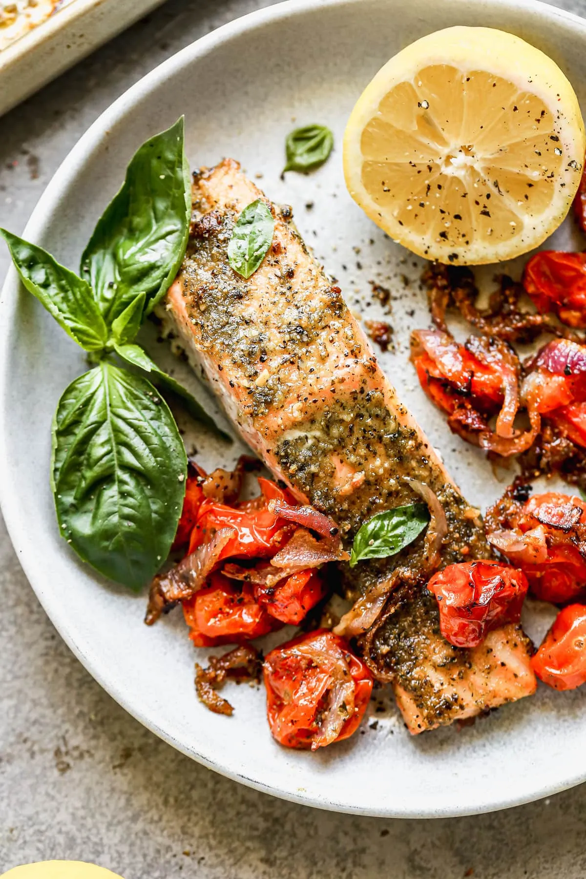 Salmon with Pistou and a Tomato Sauce