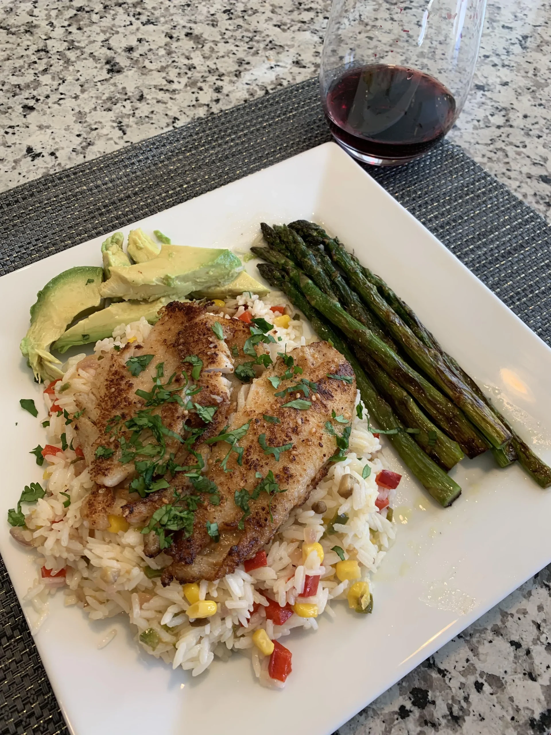 Salsa Verde Flounder with Cilantro Lime Rice