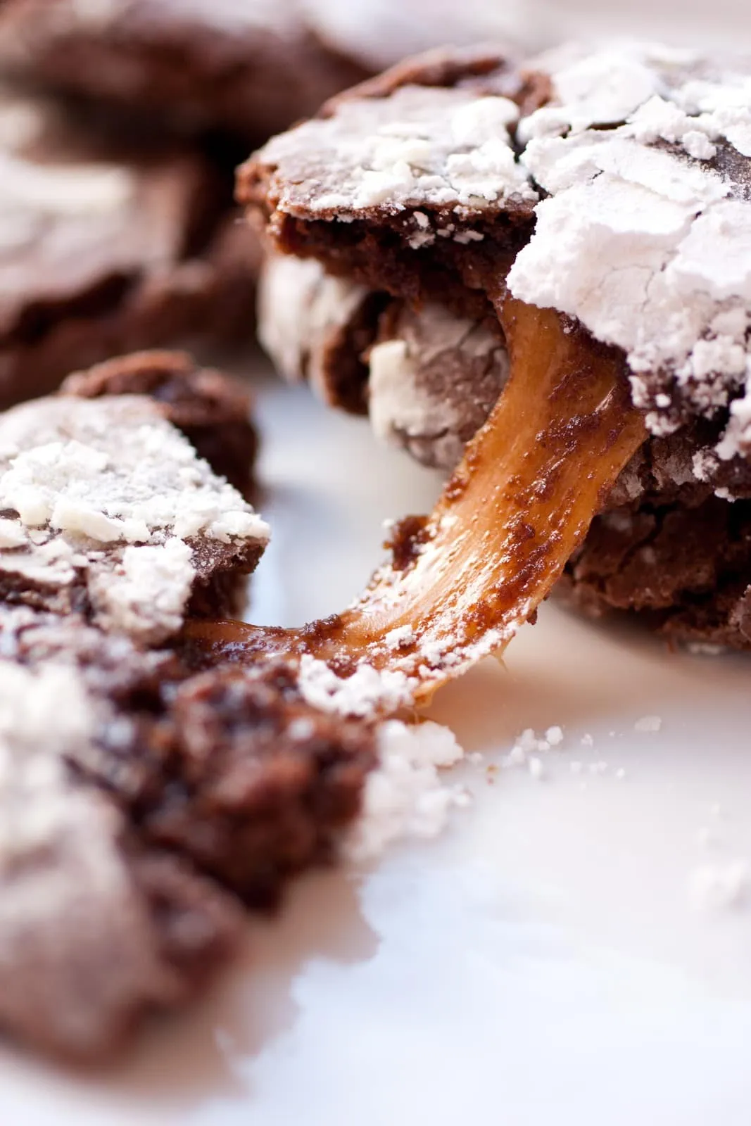 Salted Caramel Stuffed Chocolate Crinkle Cookies