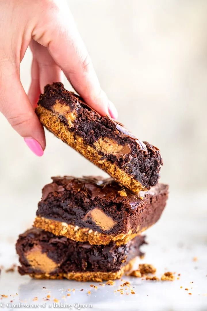 Salty Sweet Peanut Butter Filled Pretzel Brownies