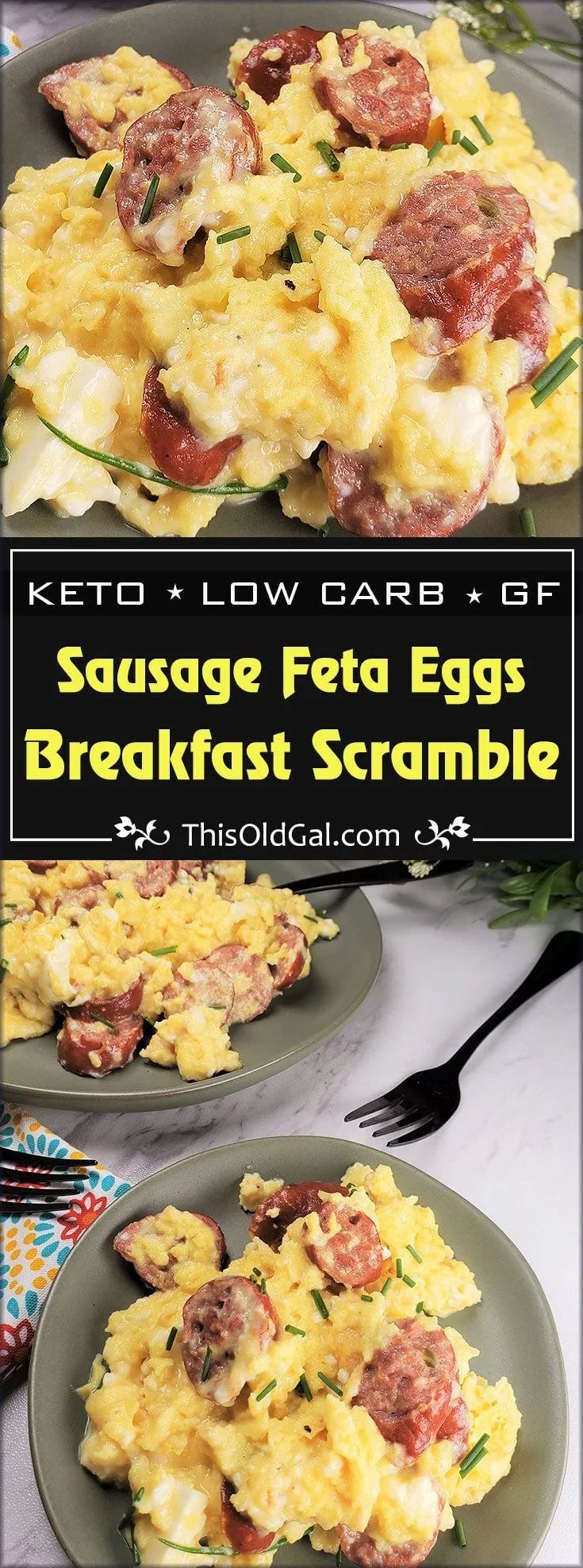 Sausage Feta Eggs Breakfast Scramble