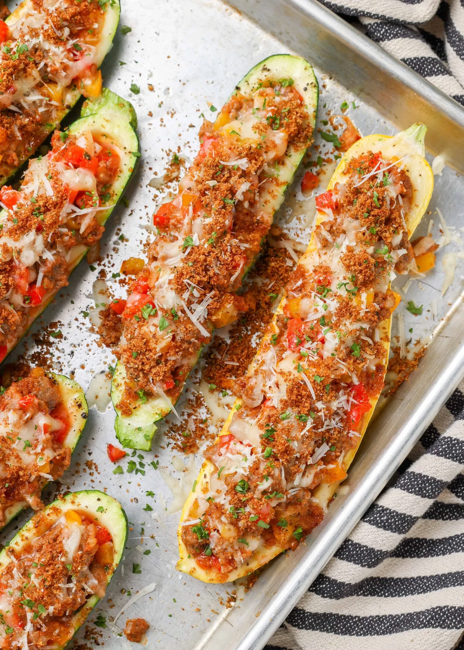 Sausage and Corn Stuffed Zucchini
