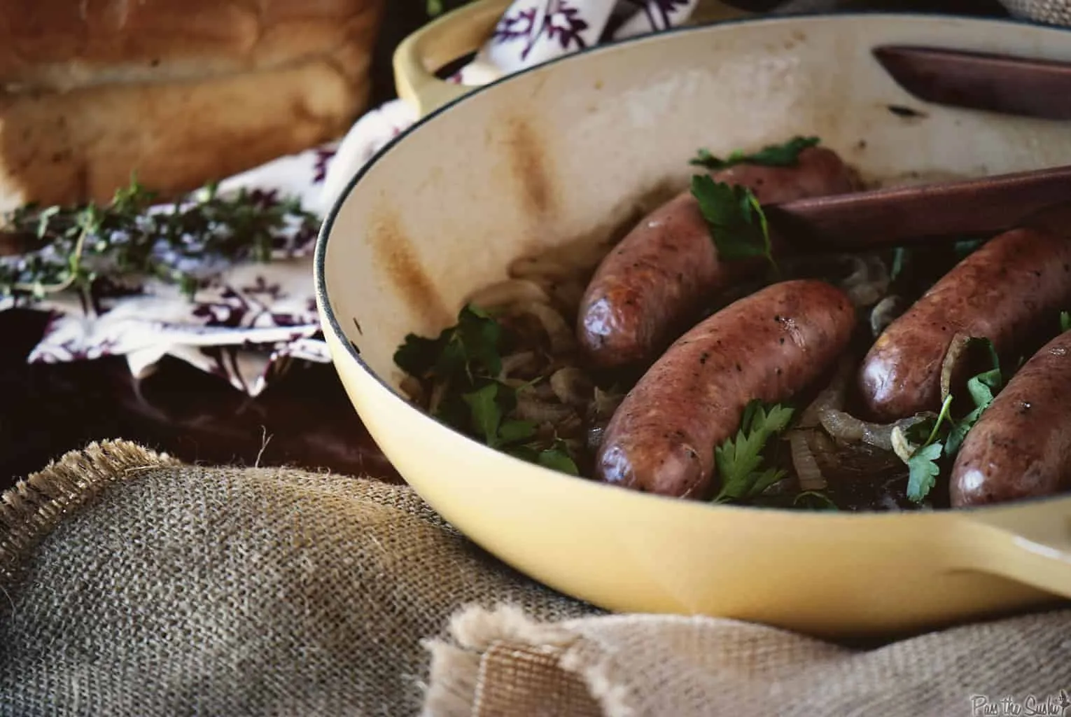 Sausage and Onions Braised in Porter