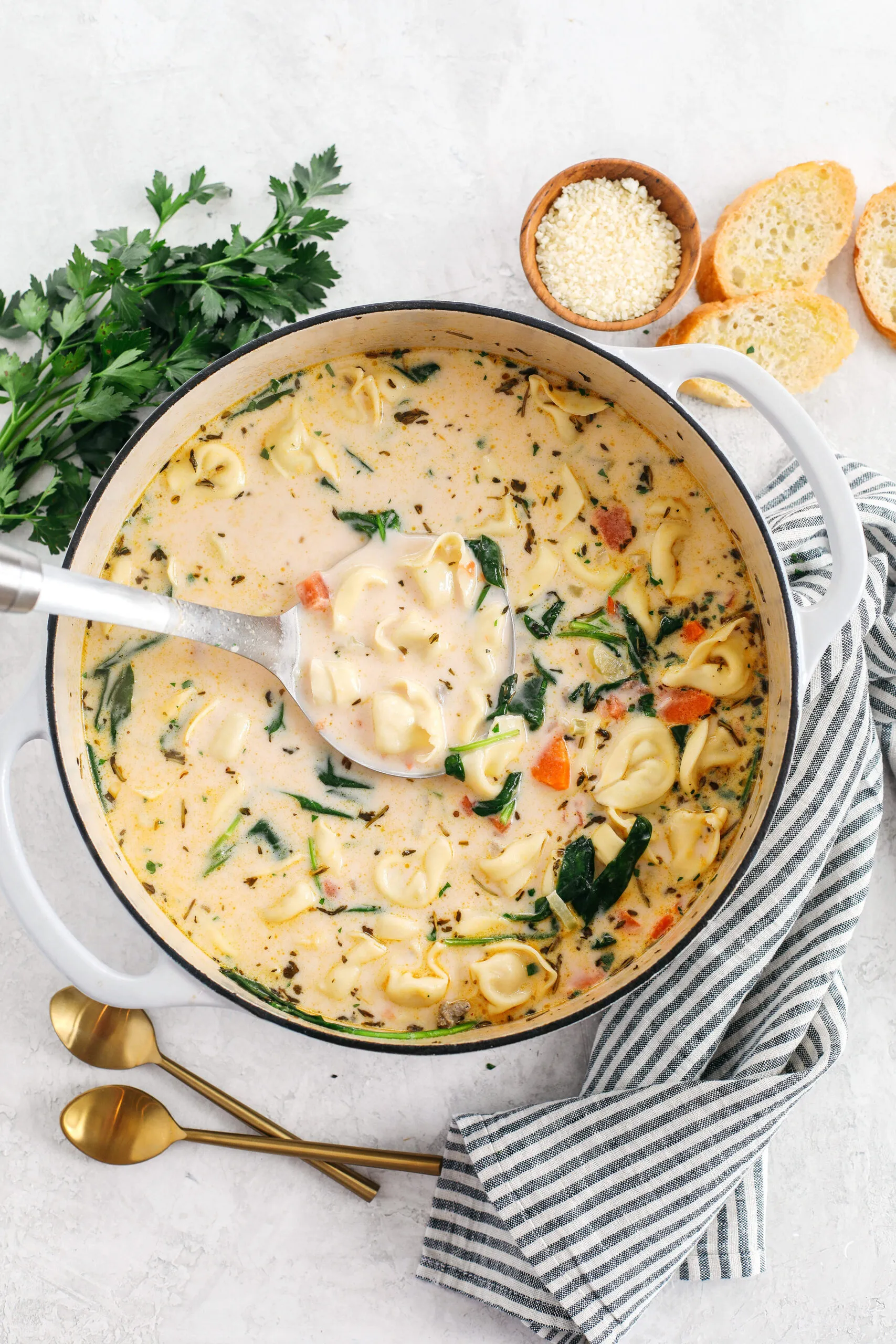 Sausage and Spinach Tortellini Soup