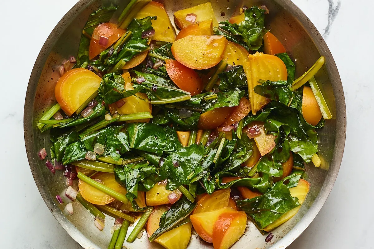 Sautéed Beet Greens with Roasted Beets